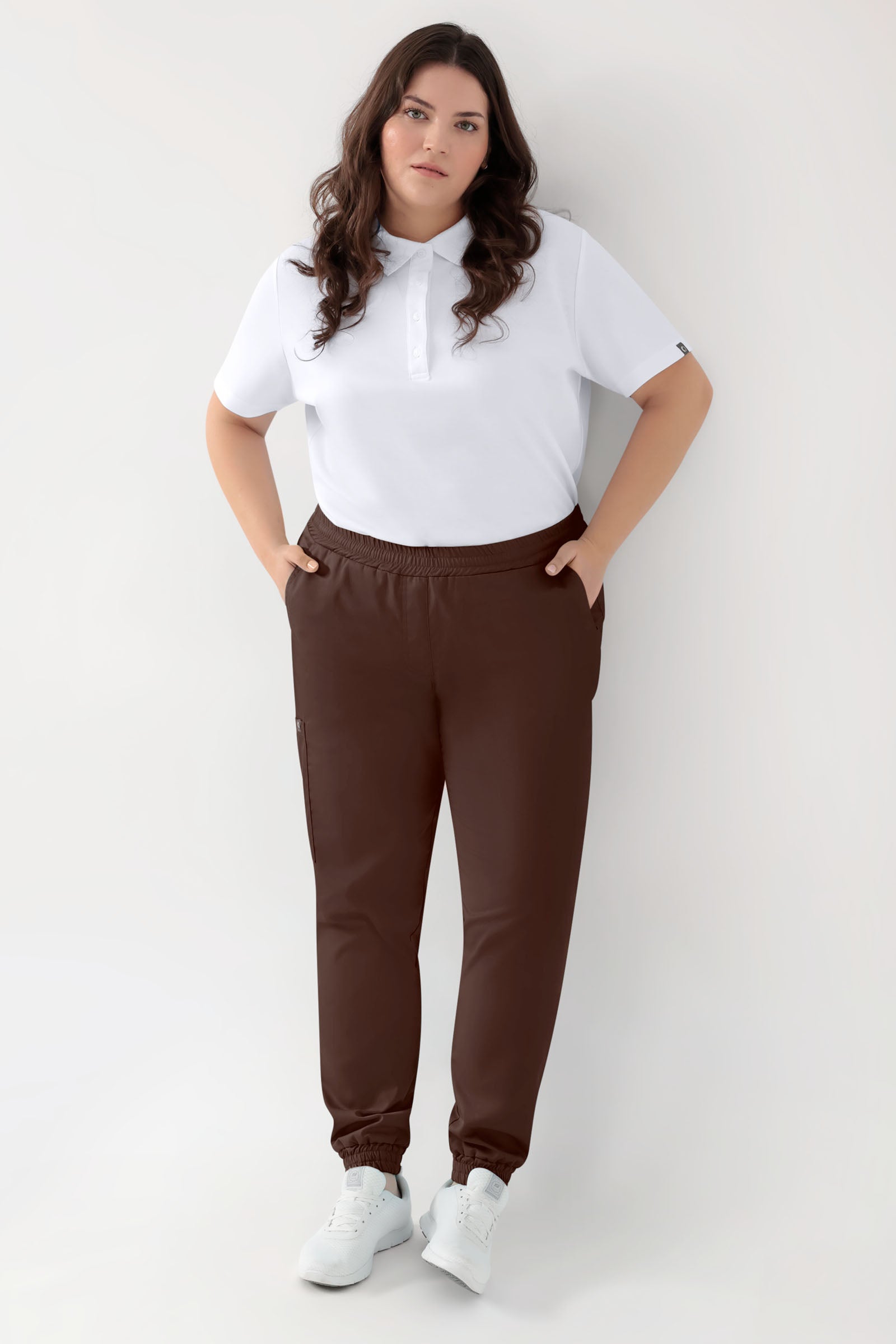 GREEN Pantalon Stretch Femme - Style Jogpant coffee, Vue de face