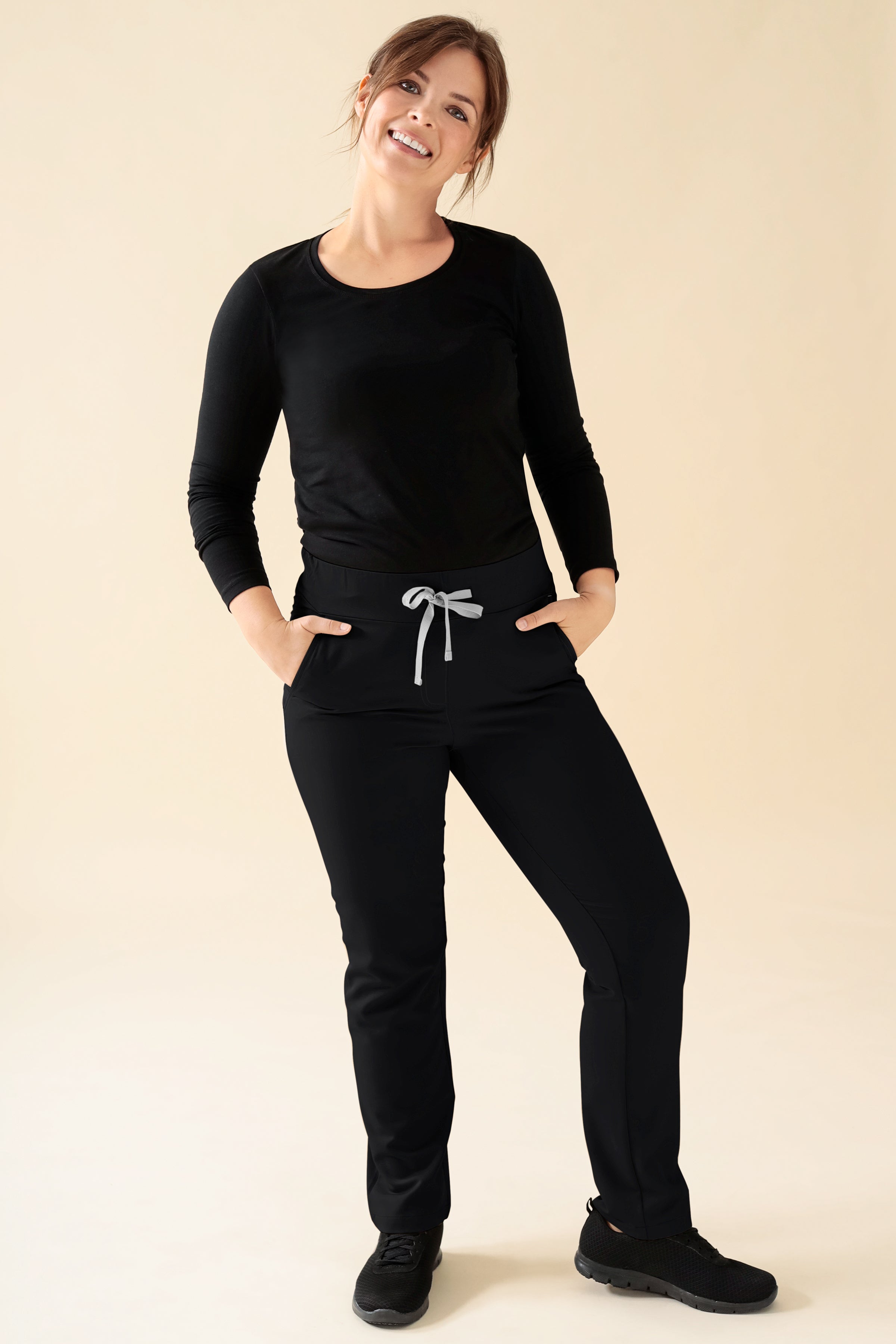 KAERE Pantalon Femme - Taille courte et sans poches cargo noir