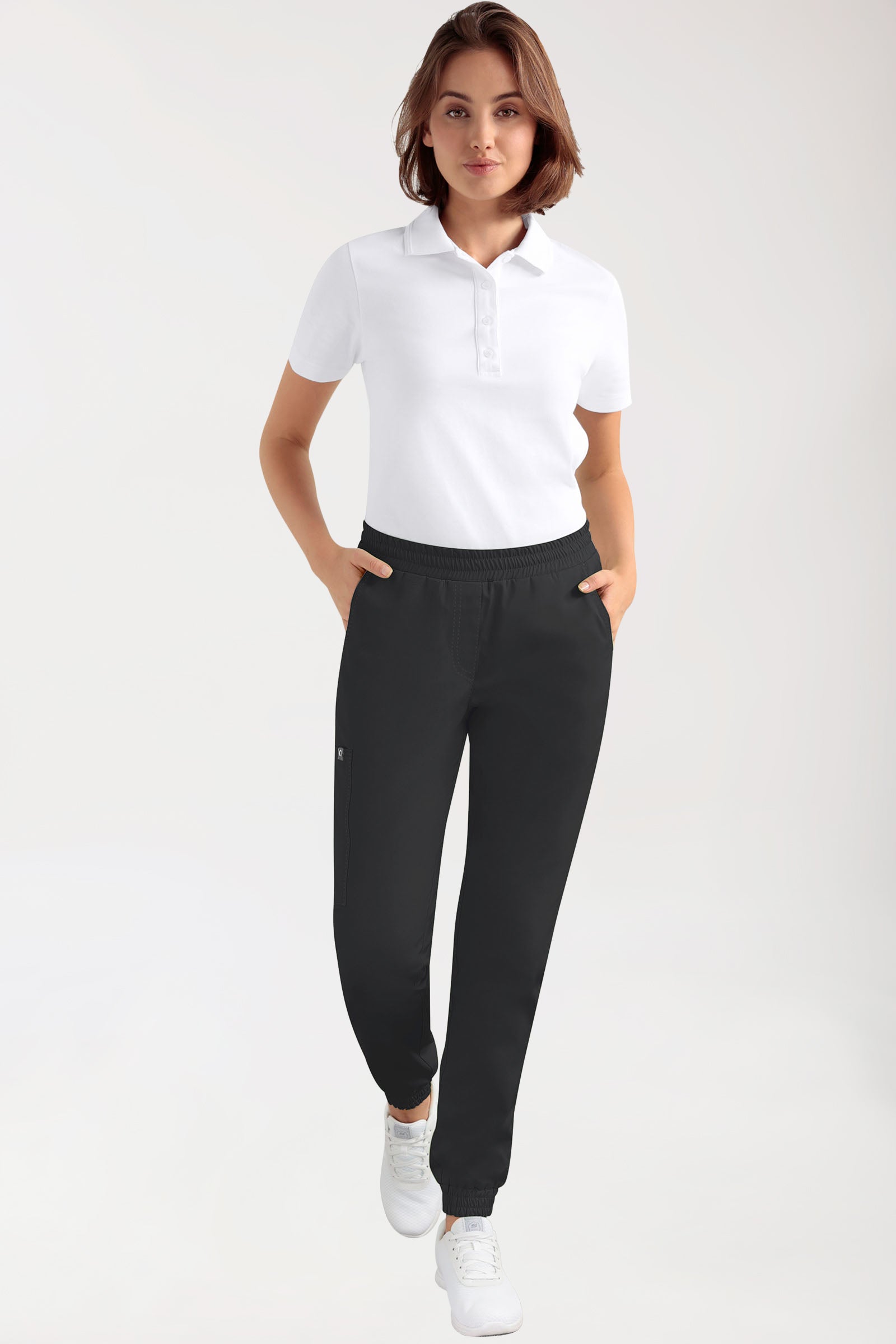 CORE Pantalon Cargo Femme – Style Jogpant noir, Vue de face