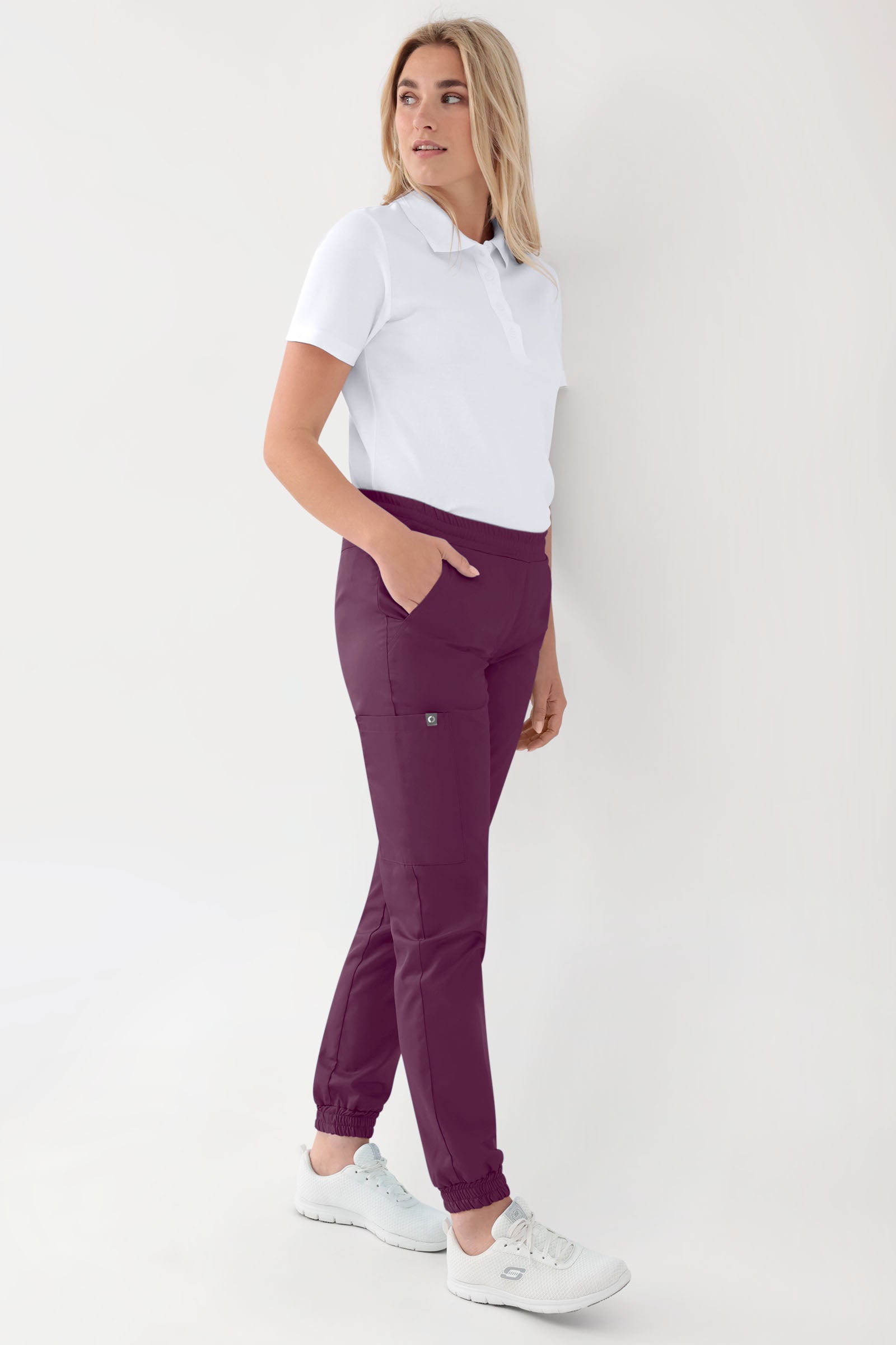 GREEN Pantalon Stretch Femme - Style Jogpant prune, Vue de face