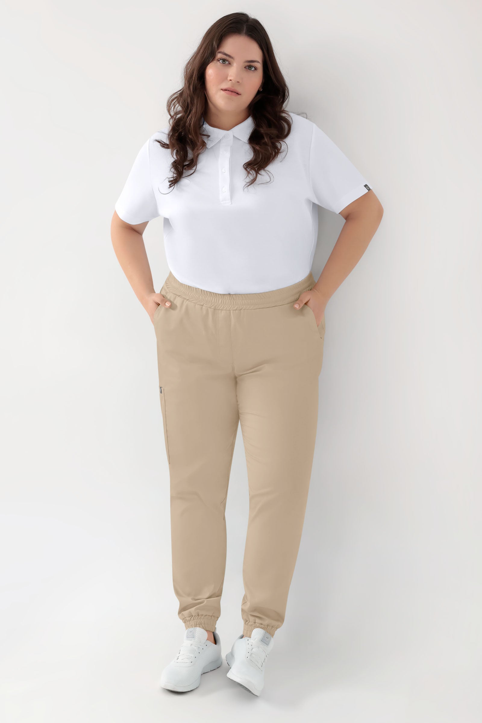GREEN Pantalon Stretch Femme - Style Jogpant sable, Vue de face
