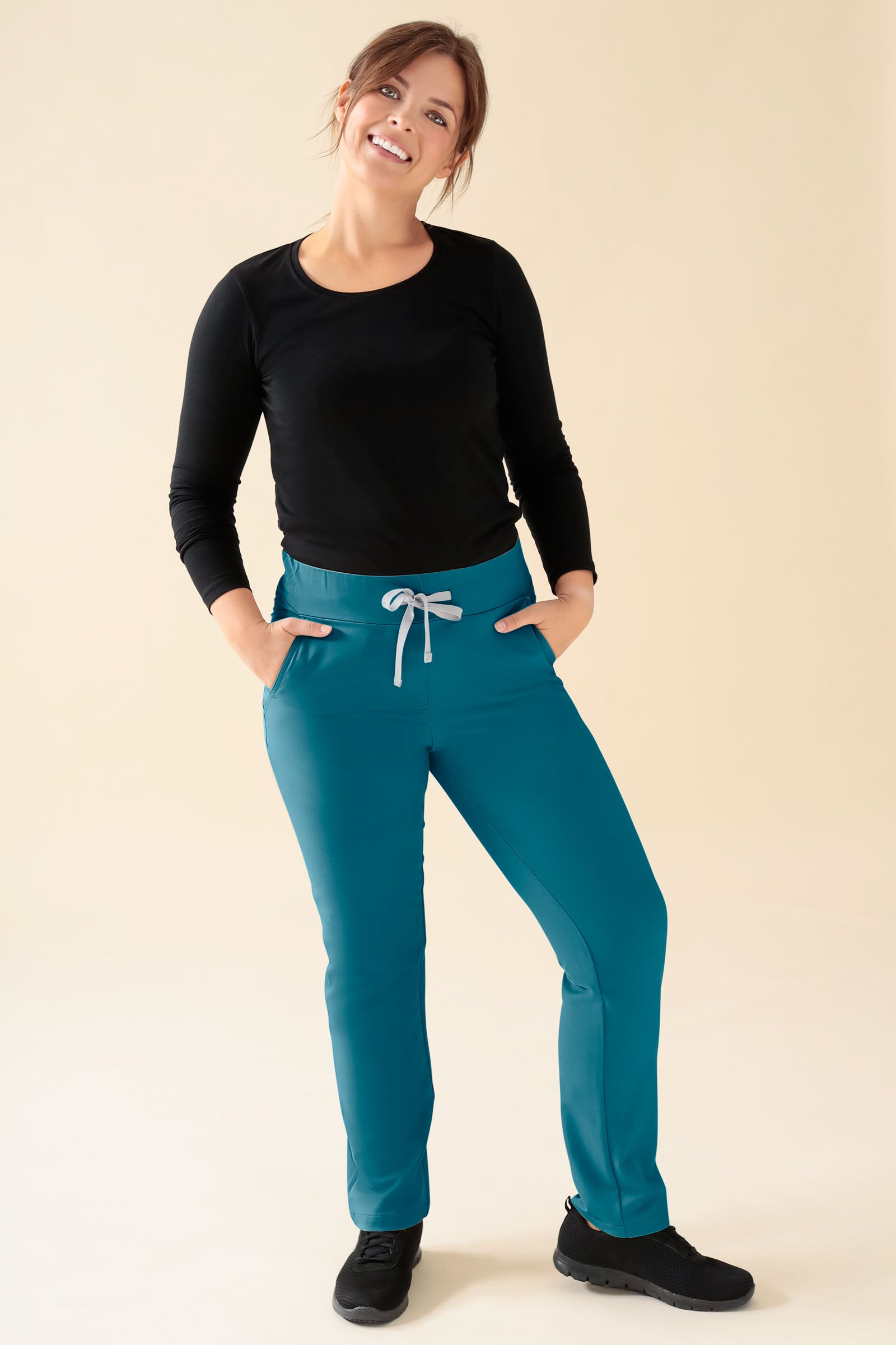 KAERE Pantalon Femme - Taille courte et sans poches cargo pétrole