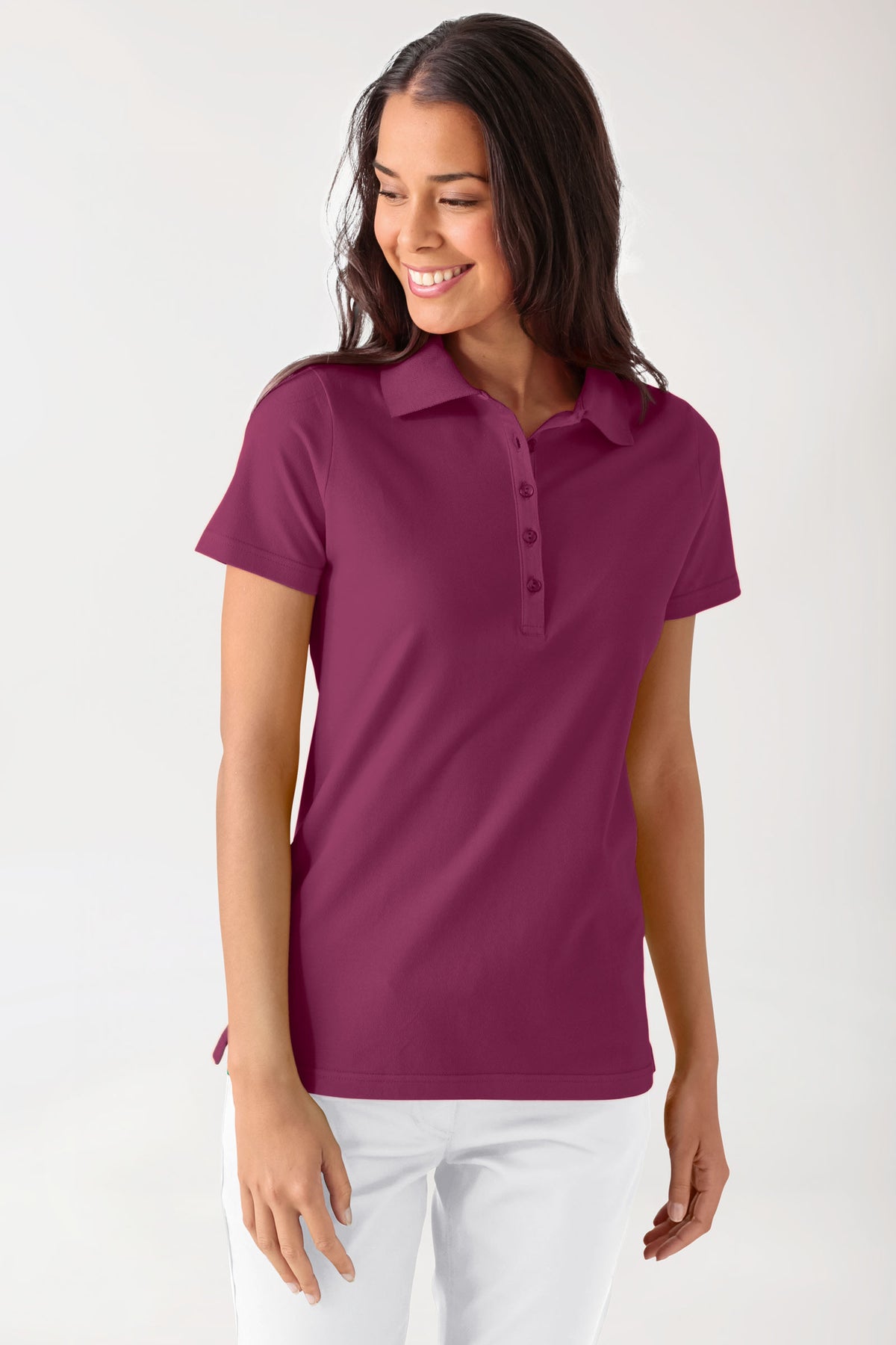 T-shirt Stretch Femme - Col polo berry