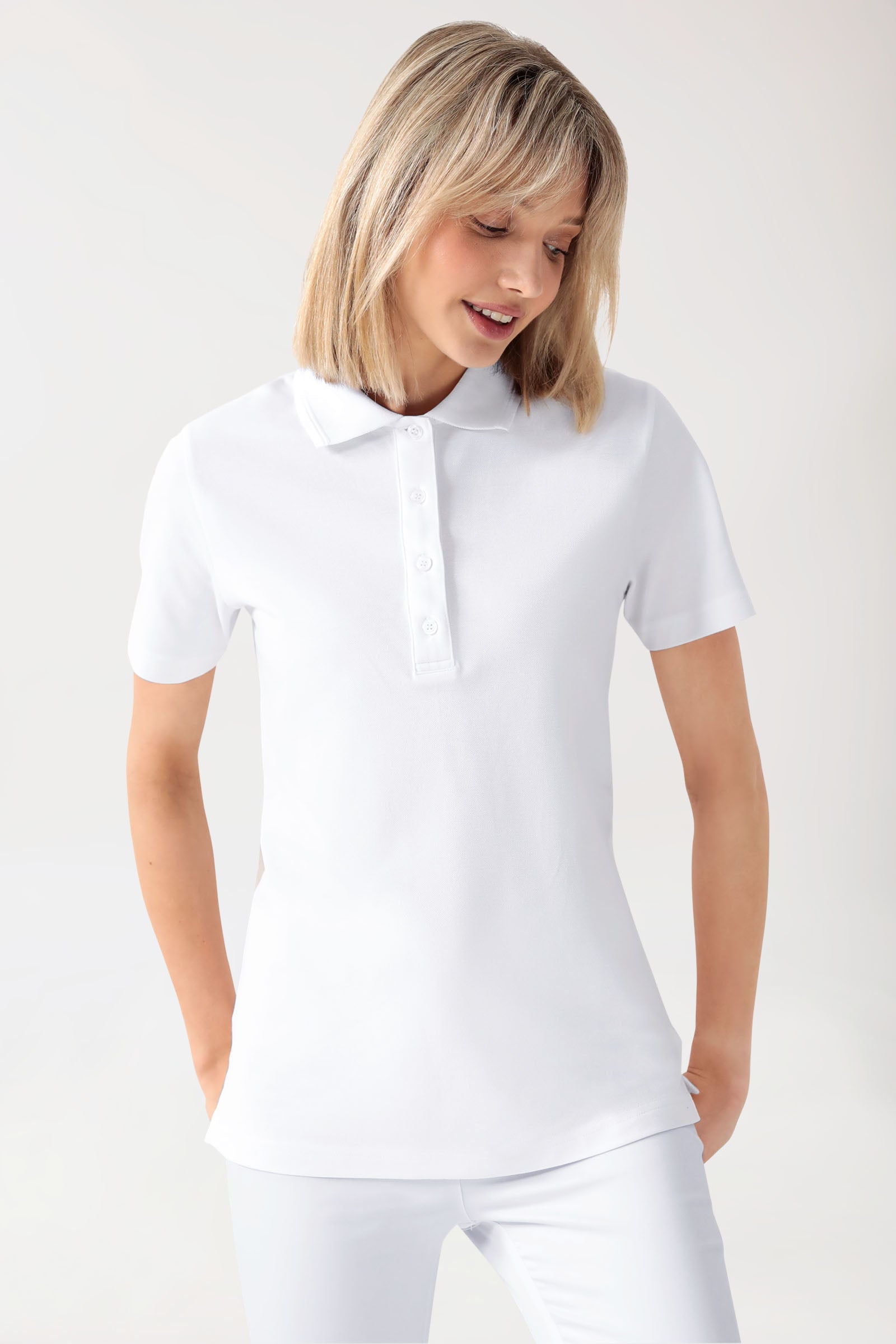 COMFY FLEX Shirt Stretch Femme - Col polo blanc