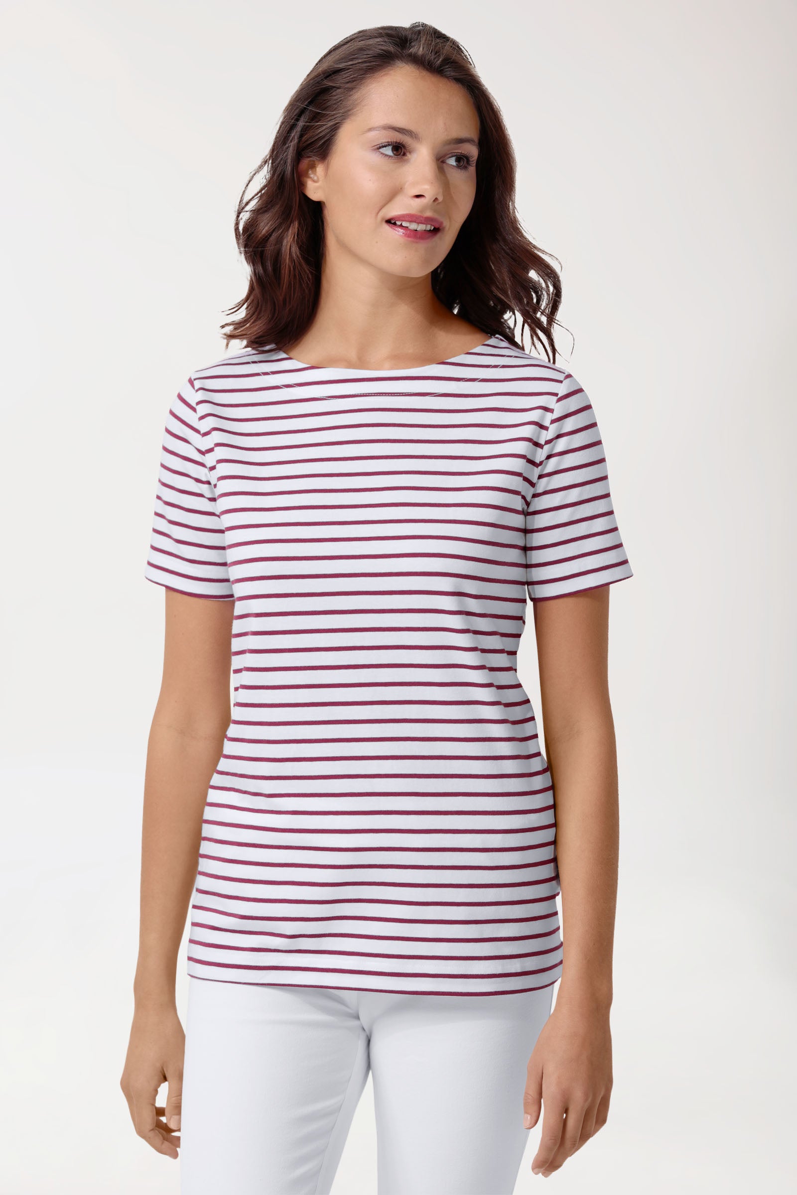 T-shirt Femme - Manche courte blanc/bordeaux