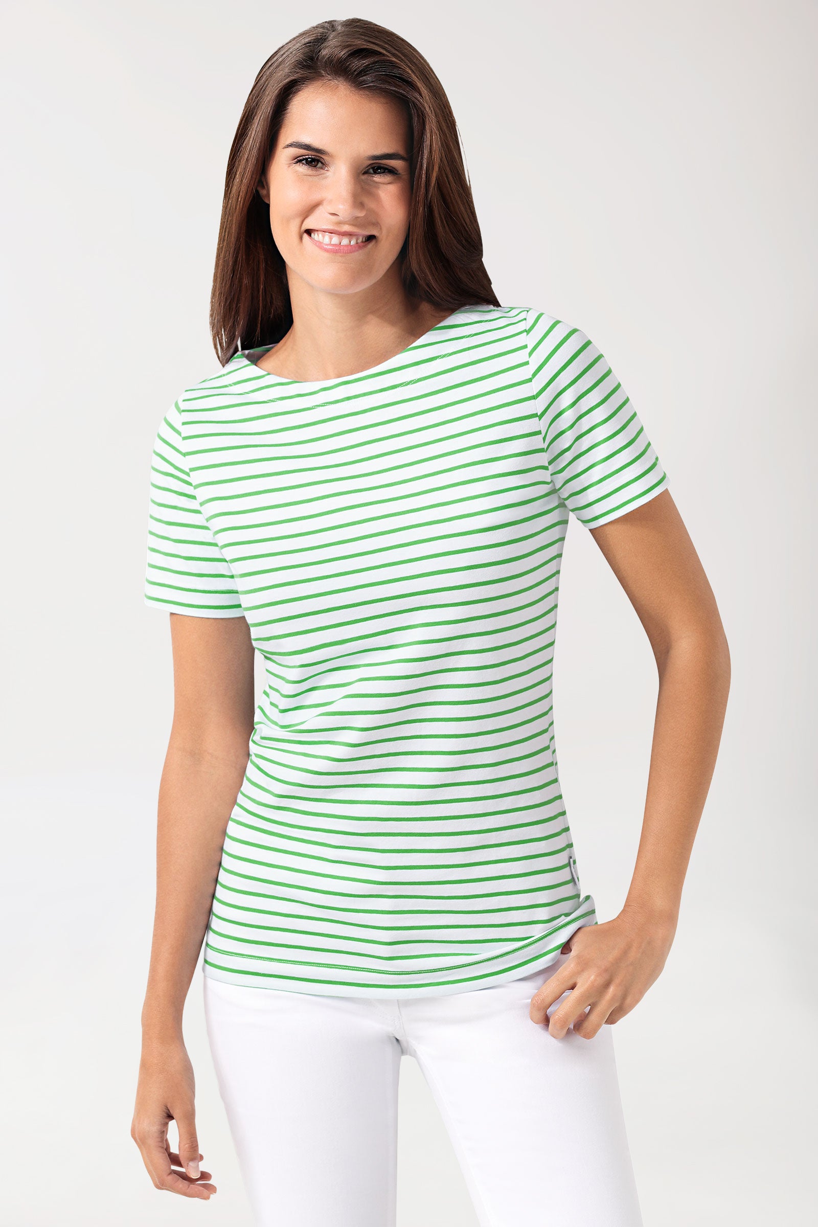 T-shirt Femme - Manche courte blanc/vert pomme