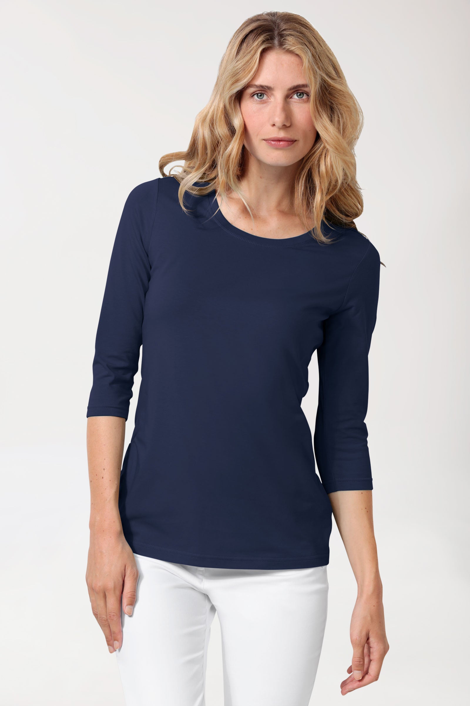 CORE T-shirt Femme - manche 3/4 bleu navy, Vue de face