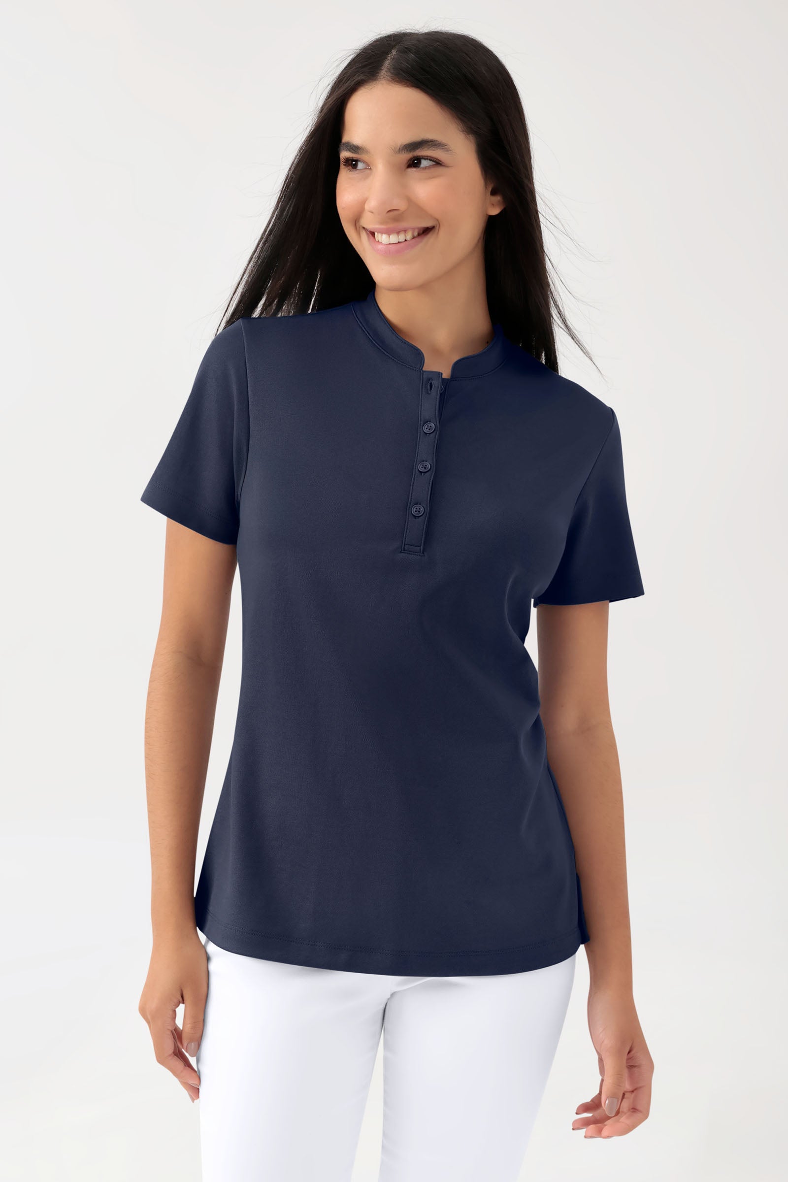 COMFY FLEX Shirt Stretch Femme - Col officier navy
