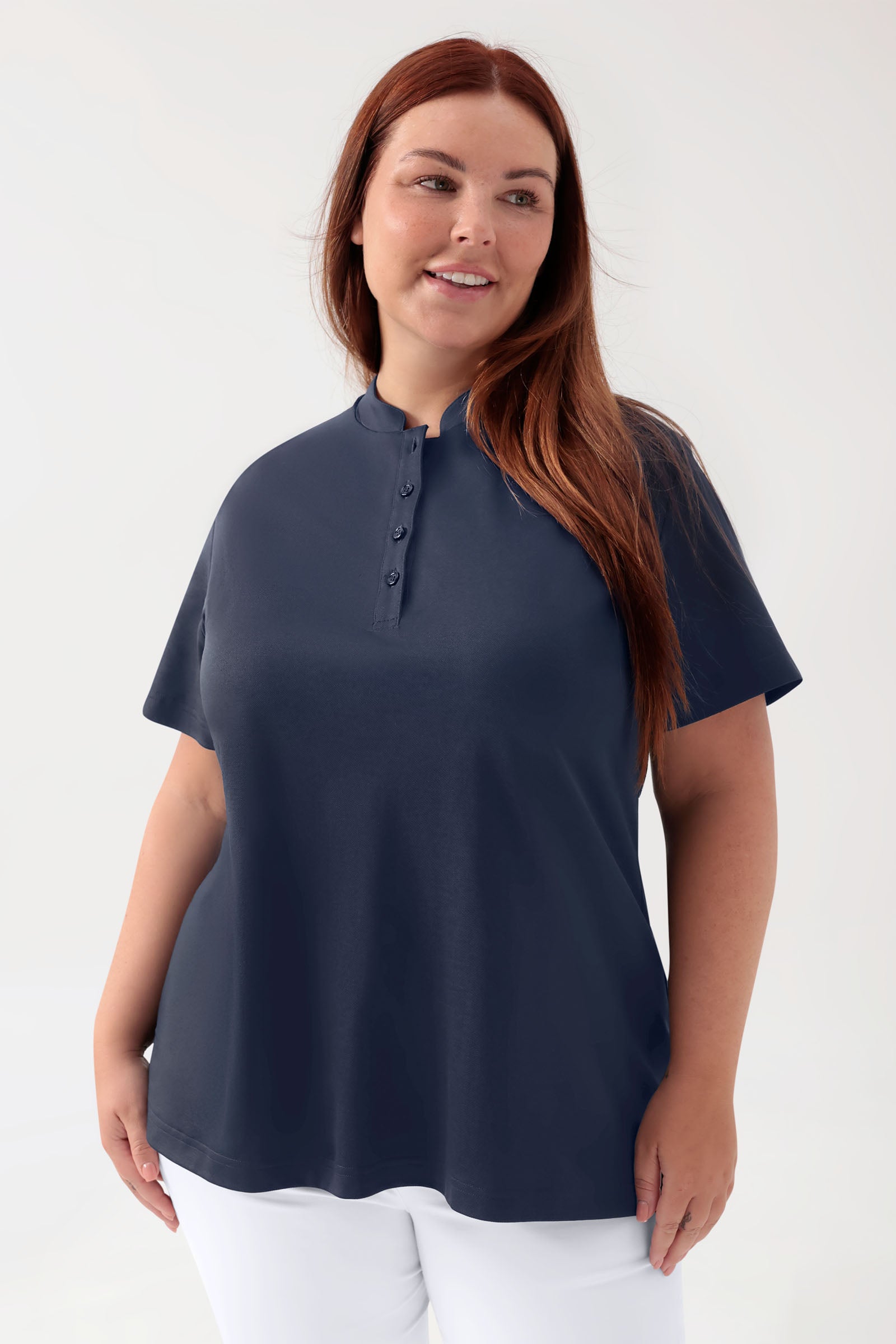 COMFY FLEX Shirt Stretch Femme - Col officier navy