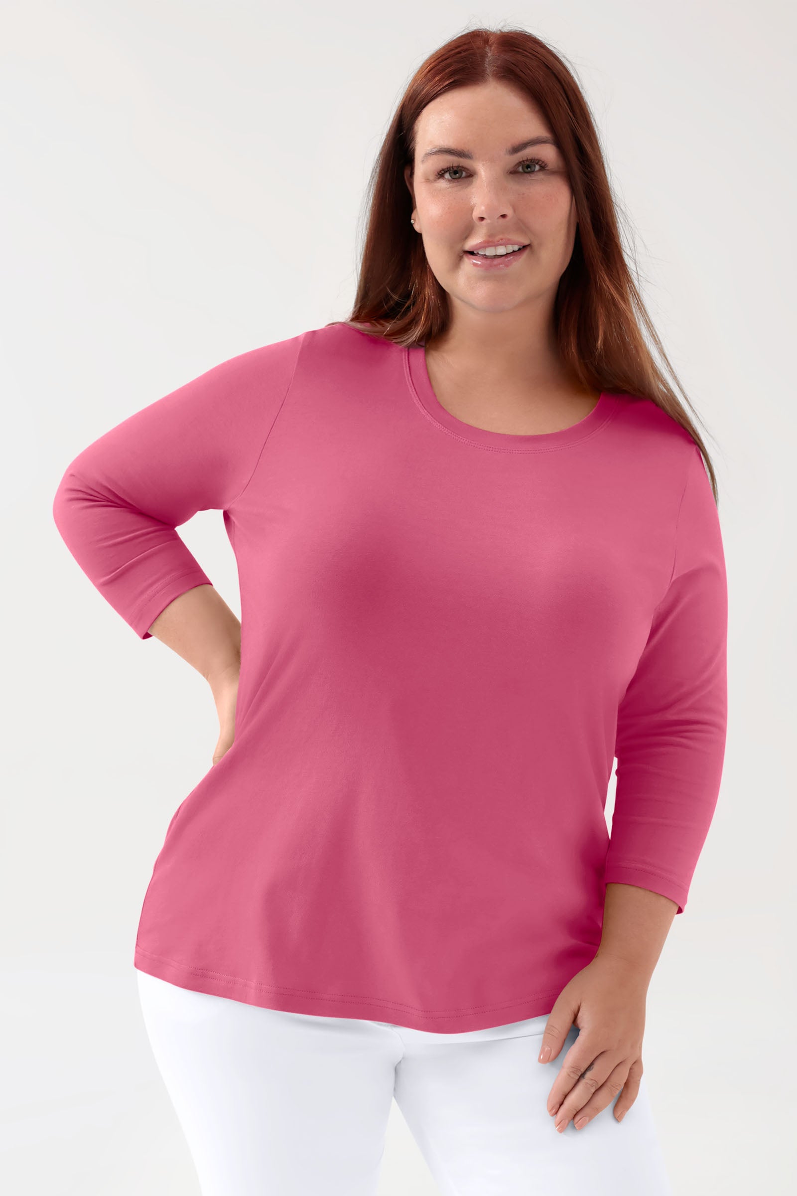 CORE T-shirt Femme - manche 3/4 bois de rose, Vue de face