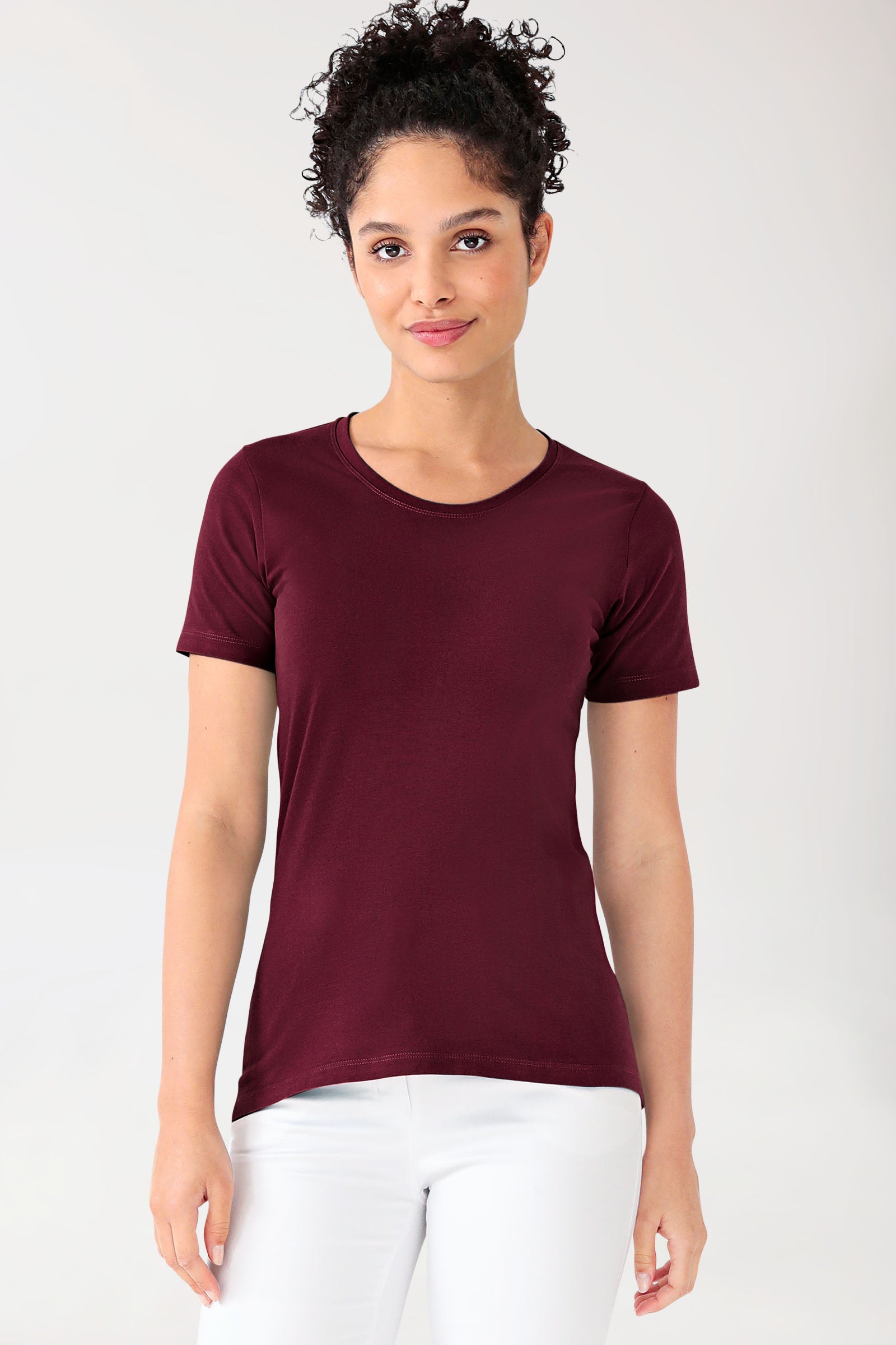 CORE T-shirt Femme - Encolure ronde bordeaux, Vue de face