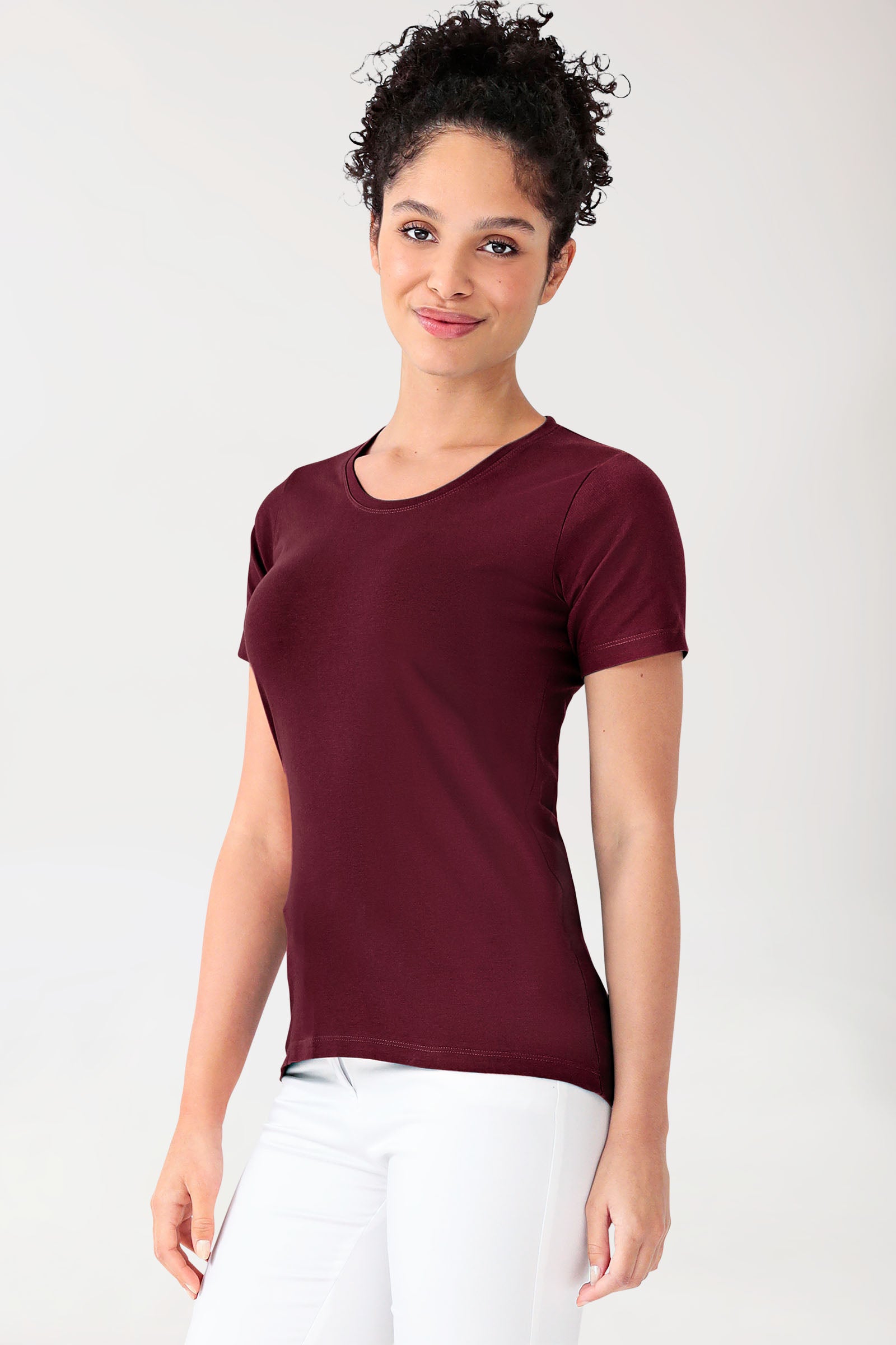 CORE T-shirt Femme - Encolure ronde bordeaux, Vue de face