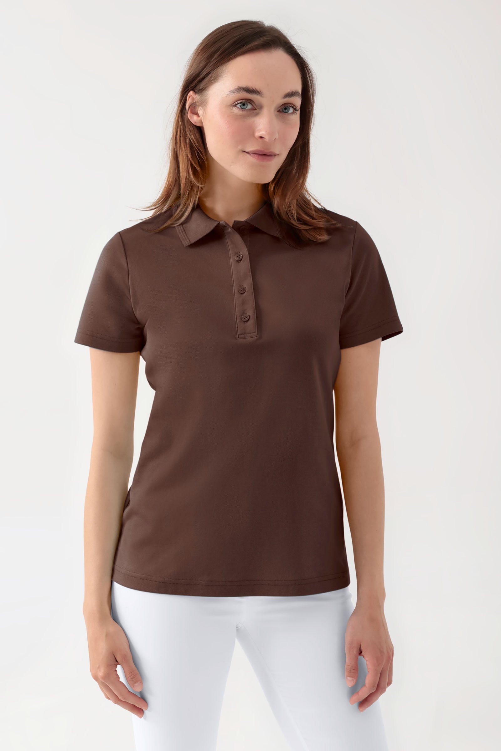 COMFY FLEX Shirt Stretch Femme - Col polo coffee