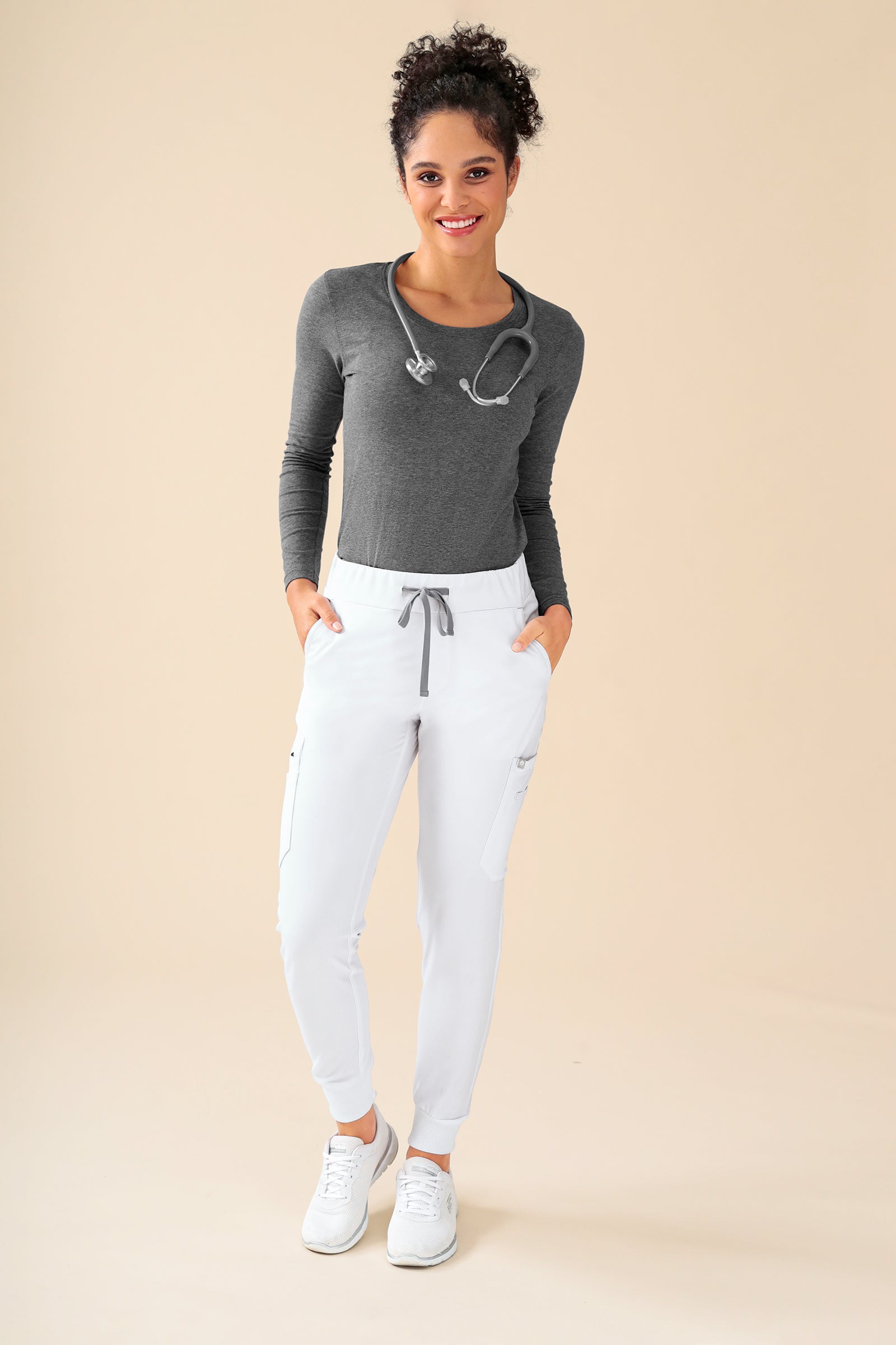 KAERE T-shirt Femme - Manche longue gris chiné foncé