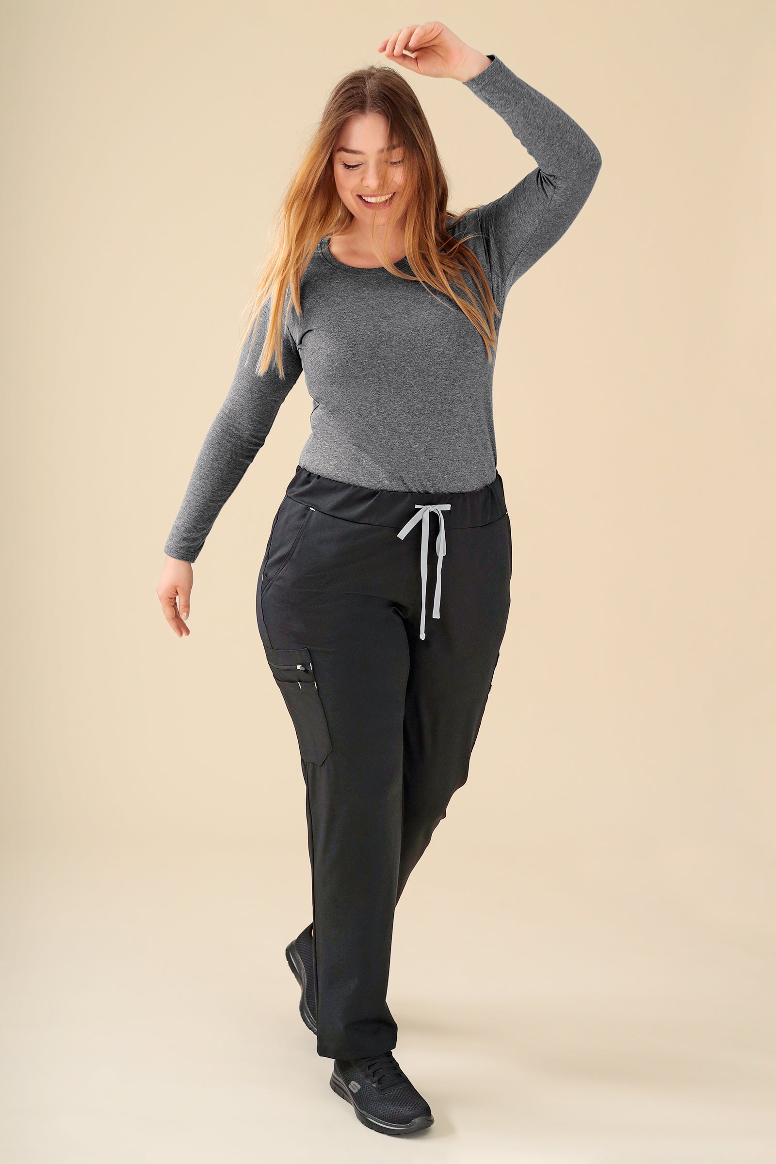 KAERE T-shirt Femme - Manche longue gris chiné foncé
