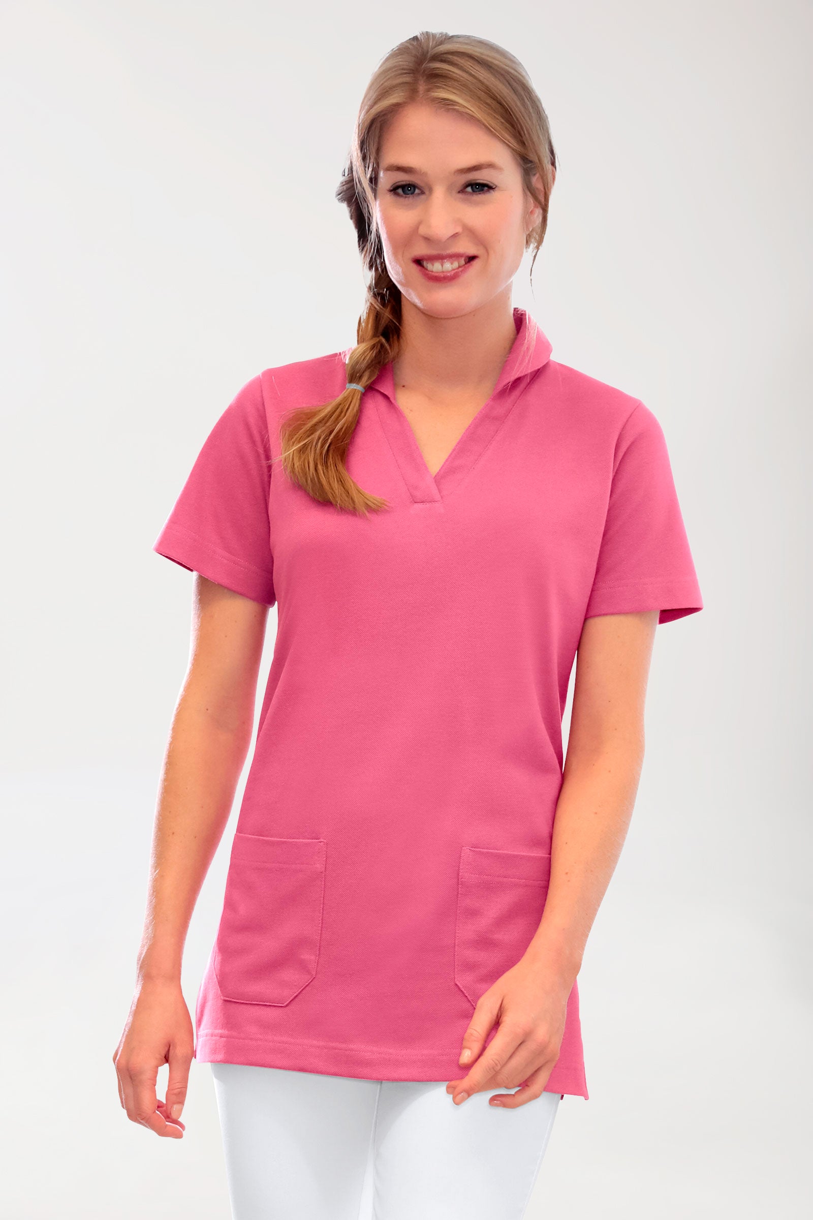 T-shirt long Femme en Piqué - Avec col bois de rose