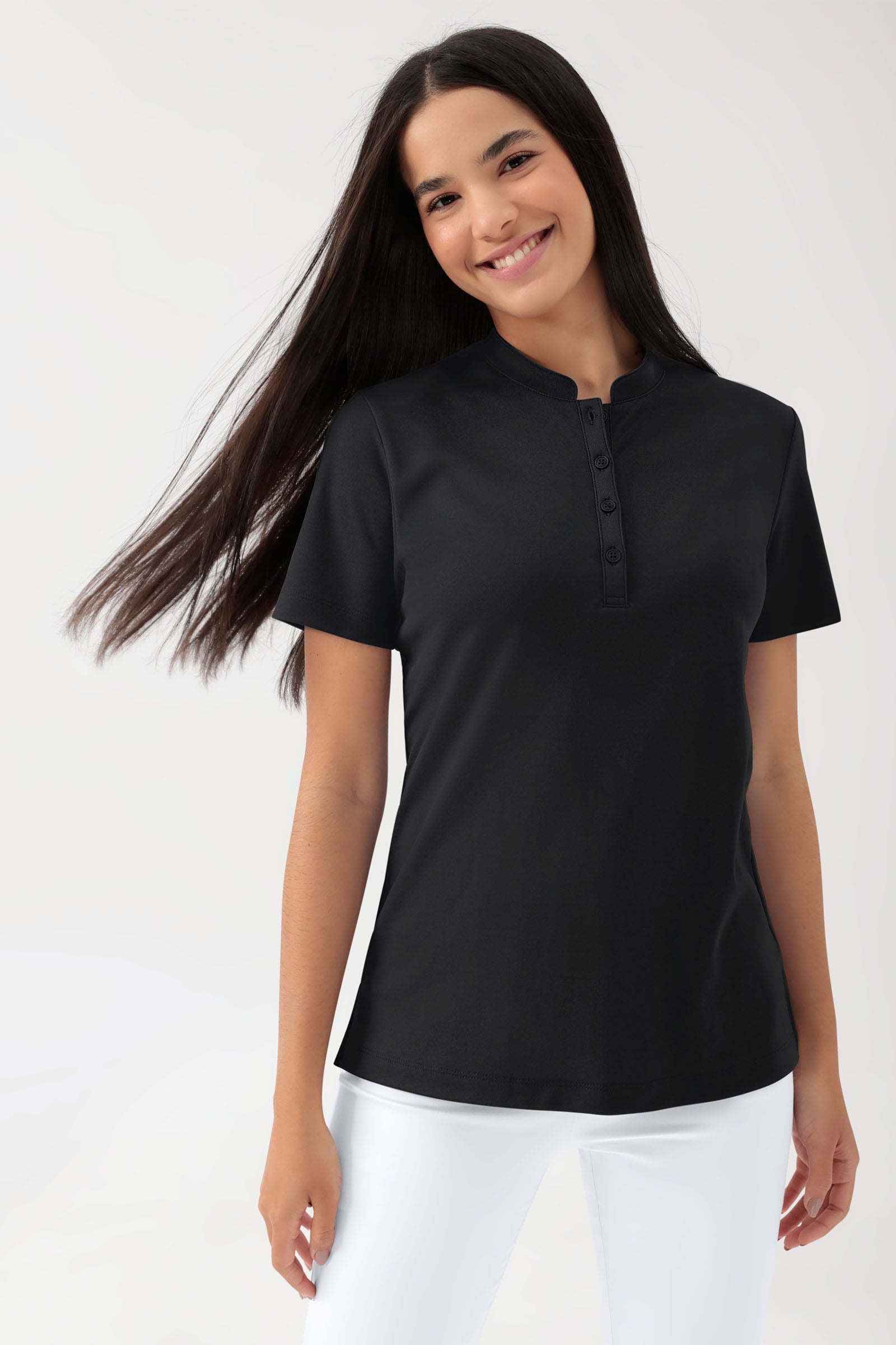 COMFY FLEX Shirt Stretch Femme - Col officier noir