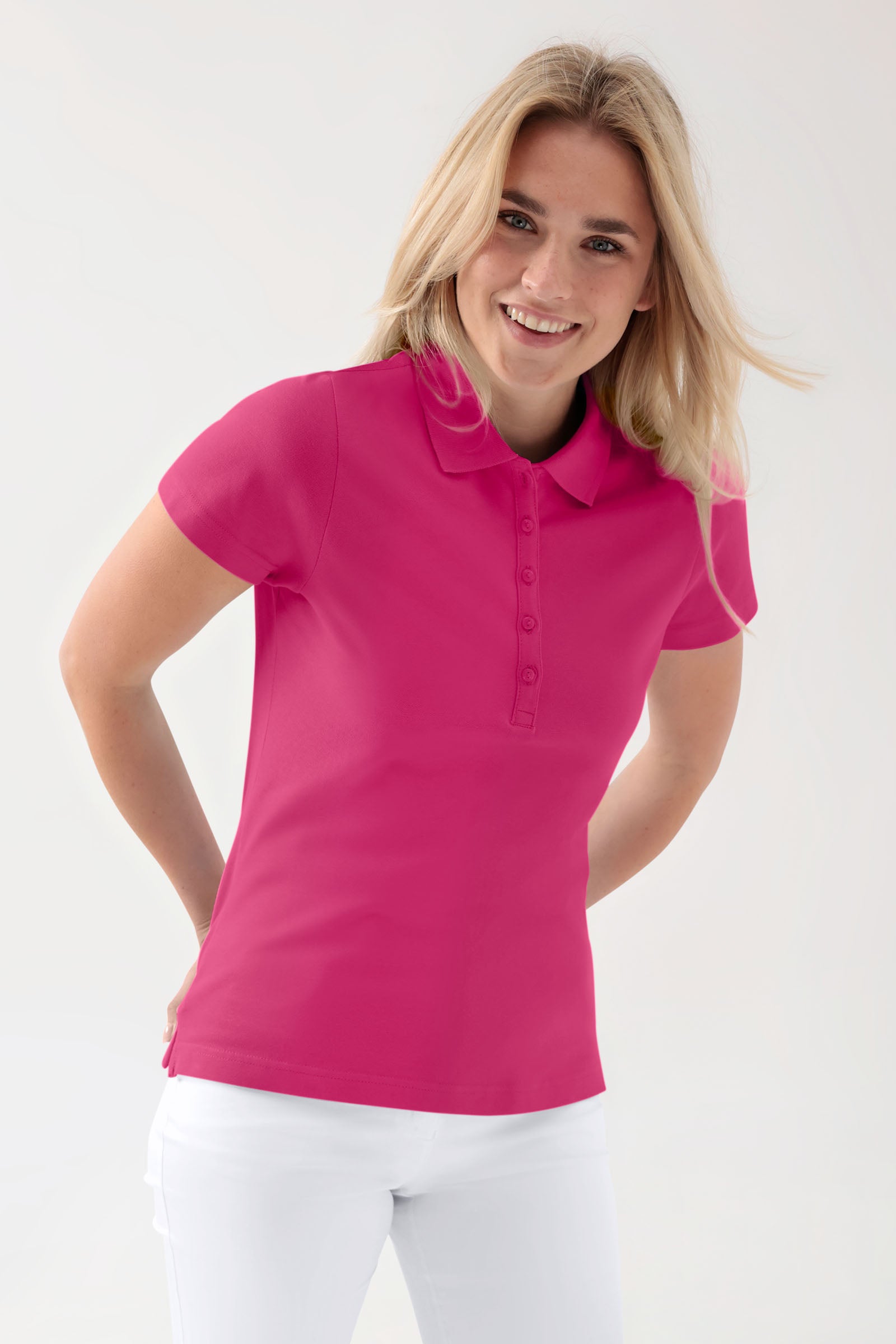 T-shirt Stretch Femme - Col polo pink