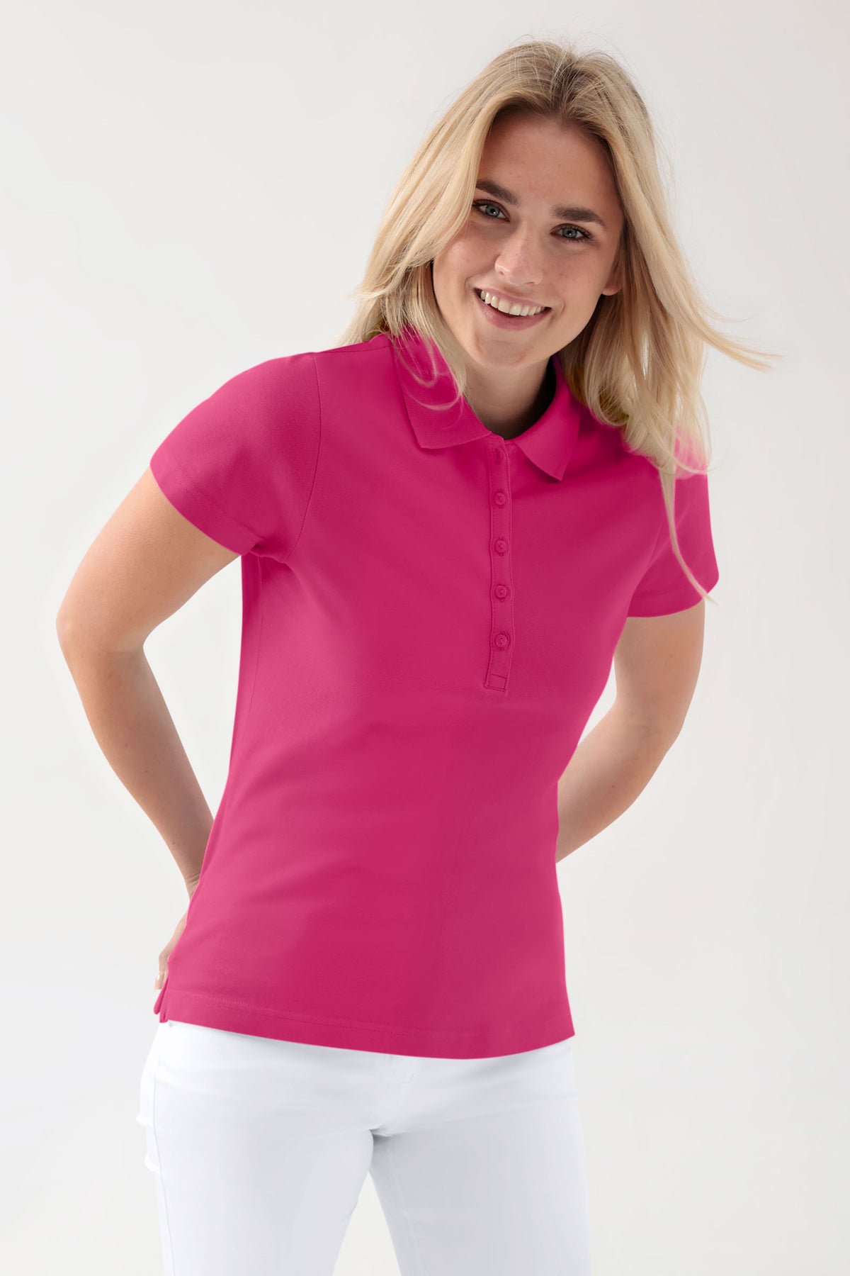 T-shirt Stretch Femme - Col polo pink