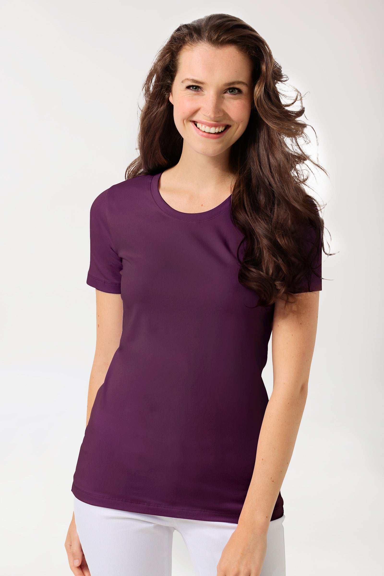 CORE T-shirt Femme - Encolure ronde prune, Vue de face