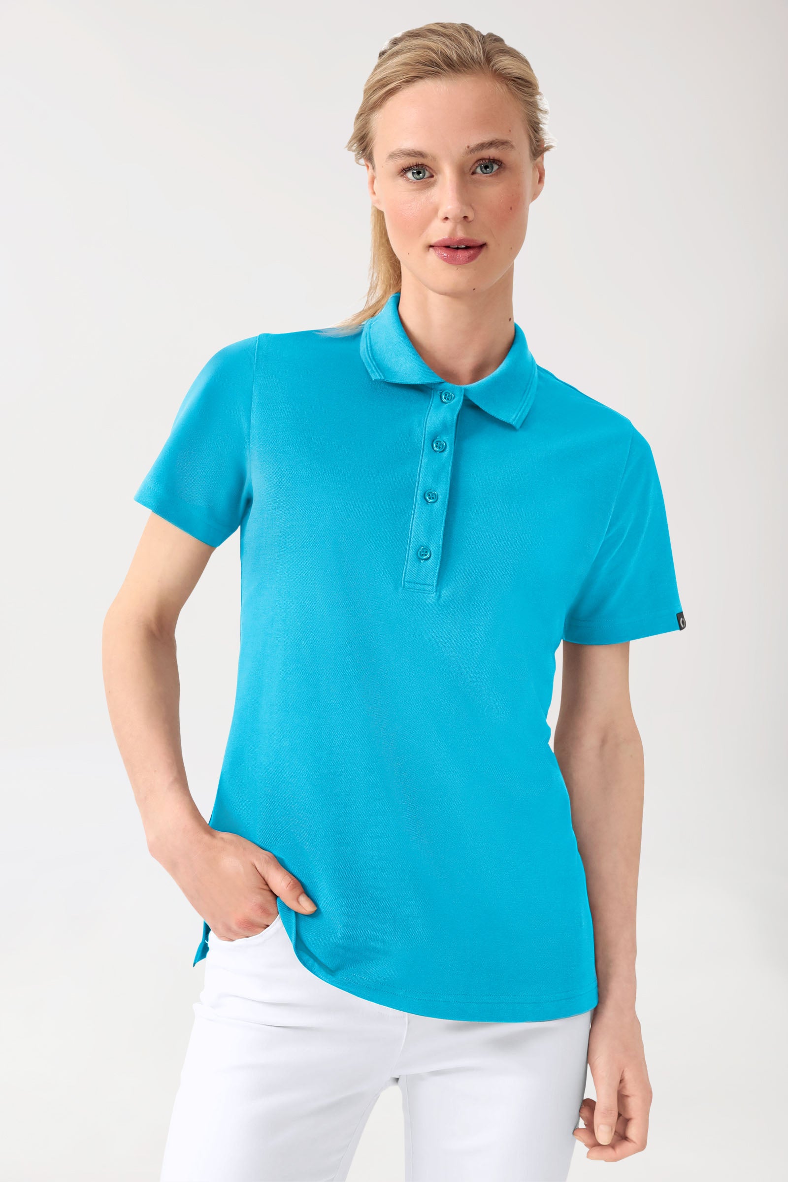 COMFY FLEX Shirt Stretch Femme - Col polo turquoise