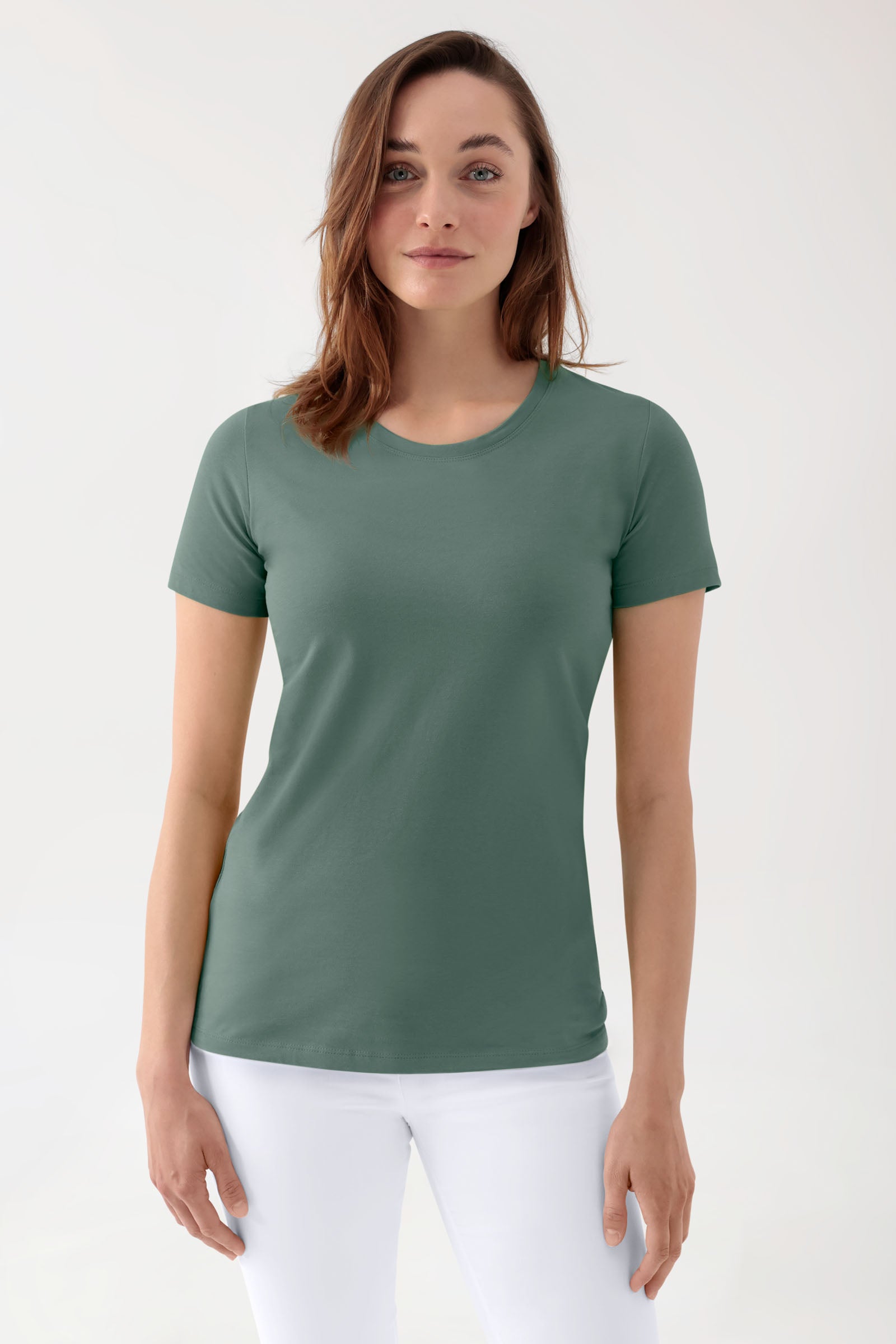 CORE T-shirt Femme - Encolure ronde vert foncé, Vue de face