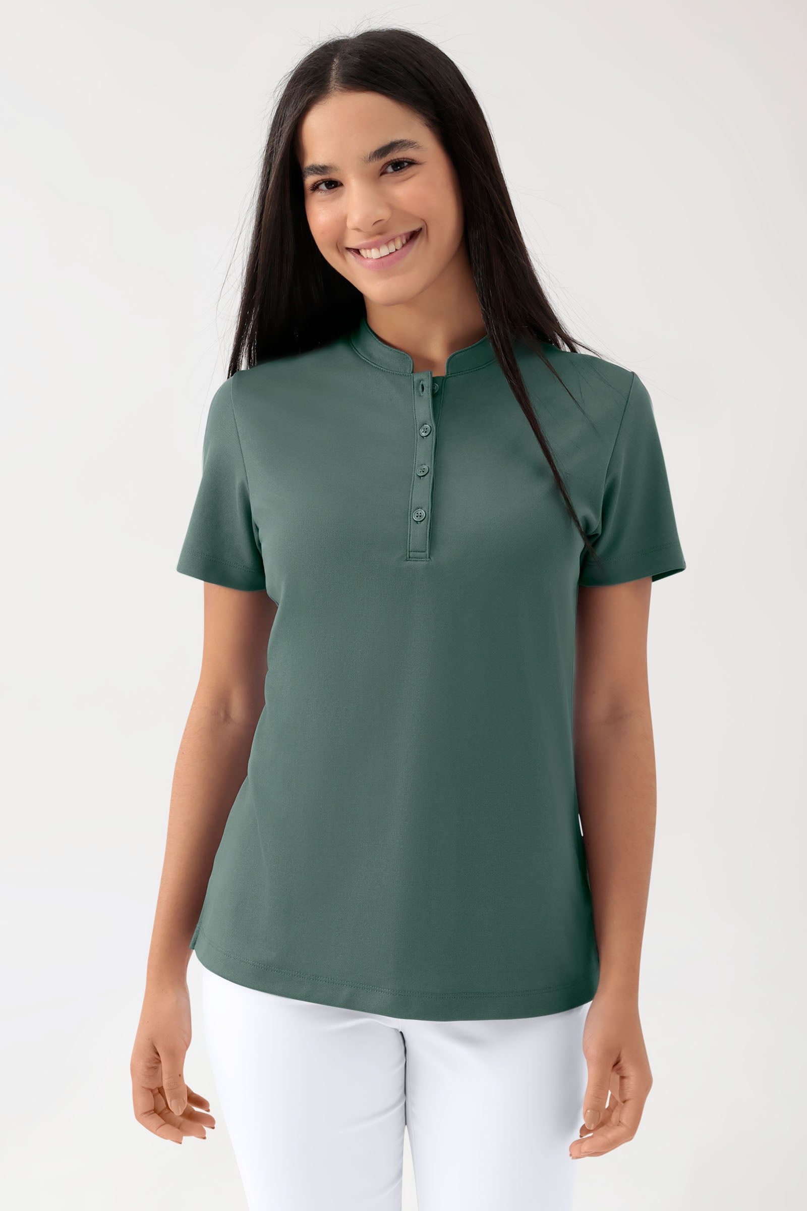 COMFY FLEX Shirt Femme - Col officier vert foncé