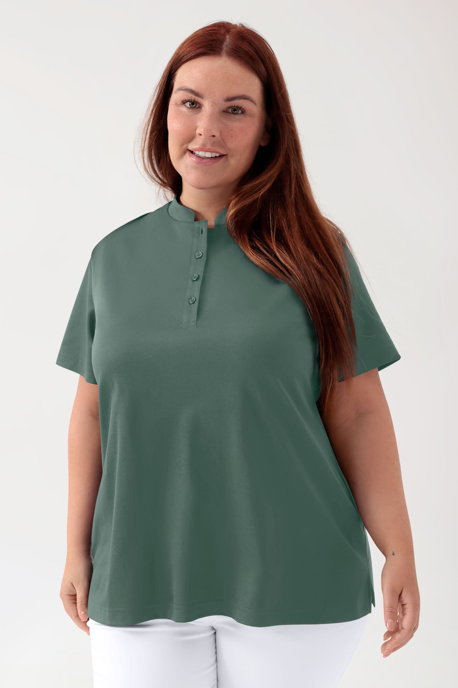 COMFY FLEX Shirt Femme - Col officier vert foncé, Vue de face