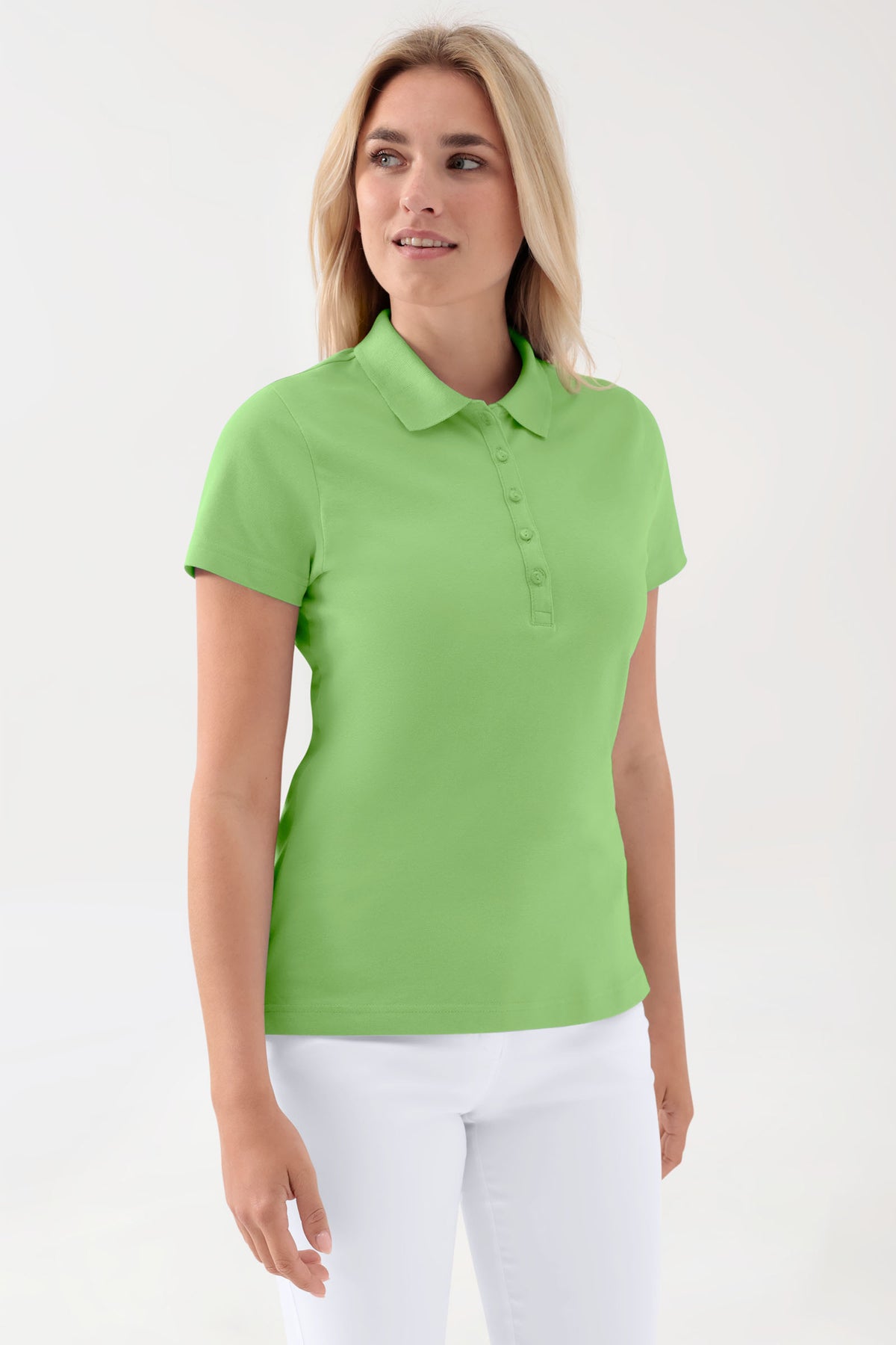 T-shirt Stretch Femme - Col polo vert pomme