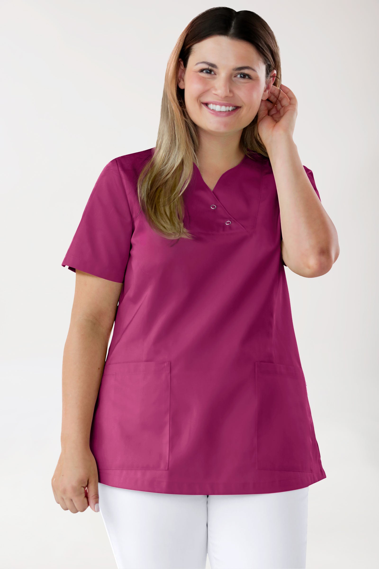 CORE Tunique Femme curved fit - Boutons-pression berry, Vue de face