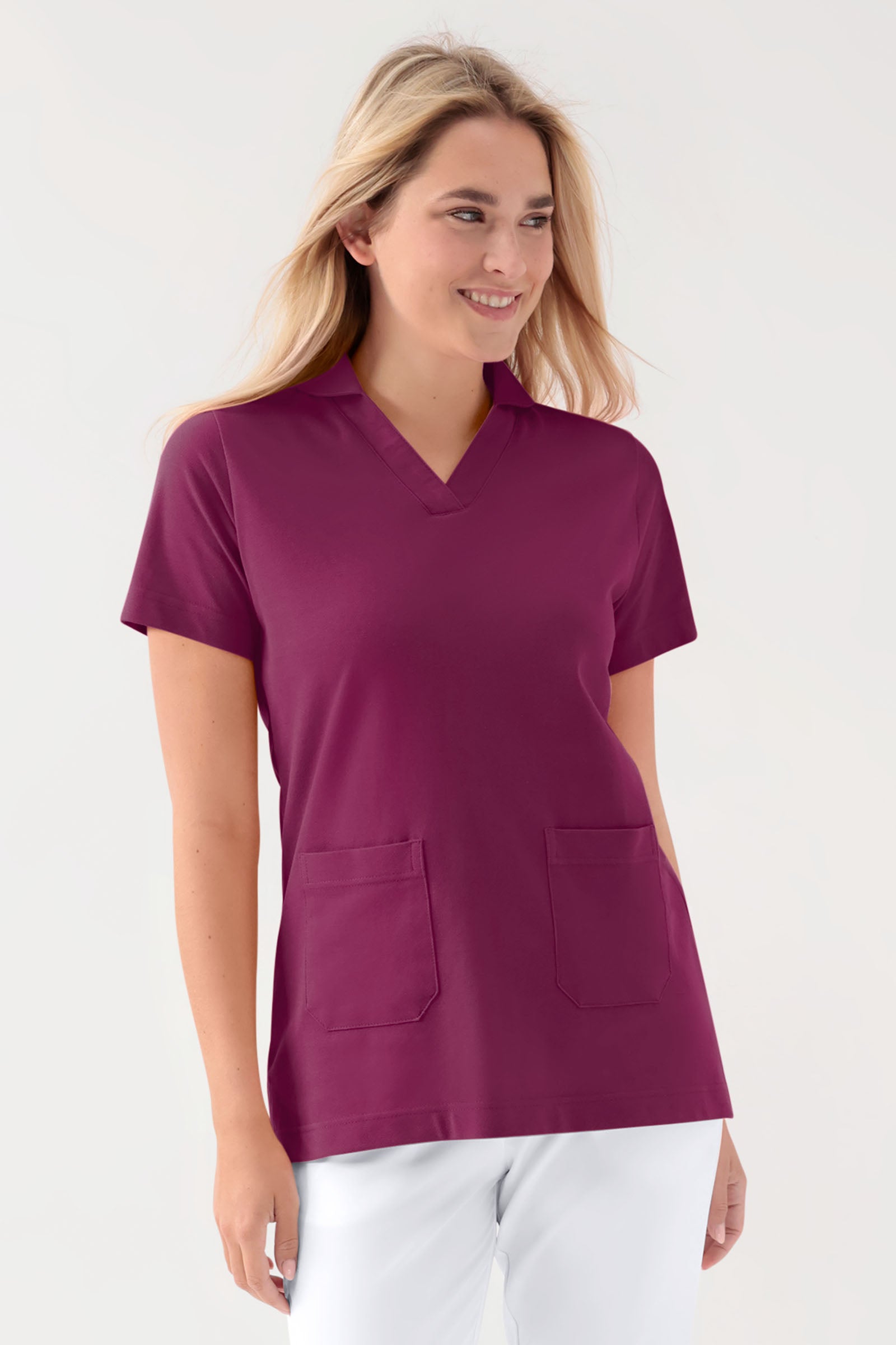 COMFY FLEX Tunique Stretch Femme - col châle berry, Vue de face