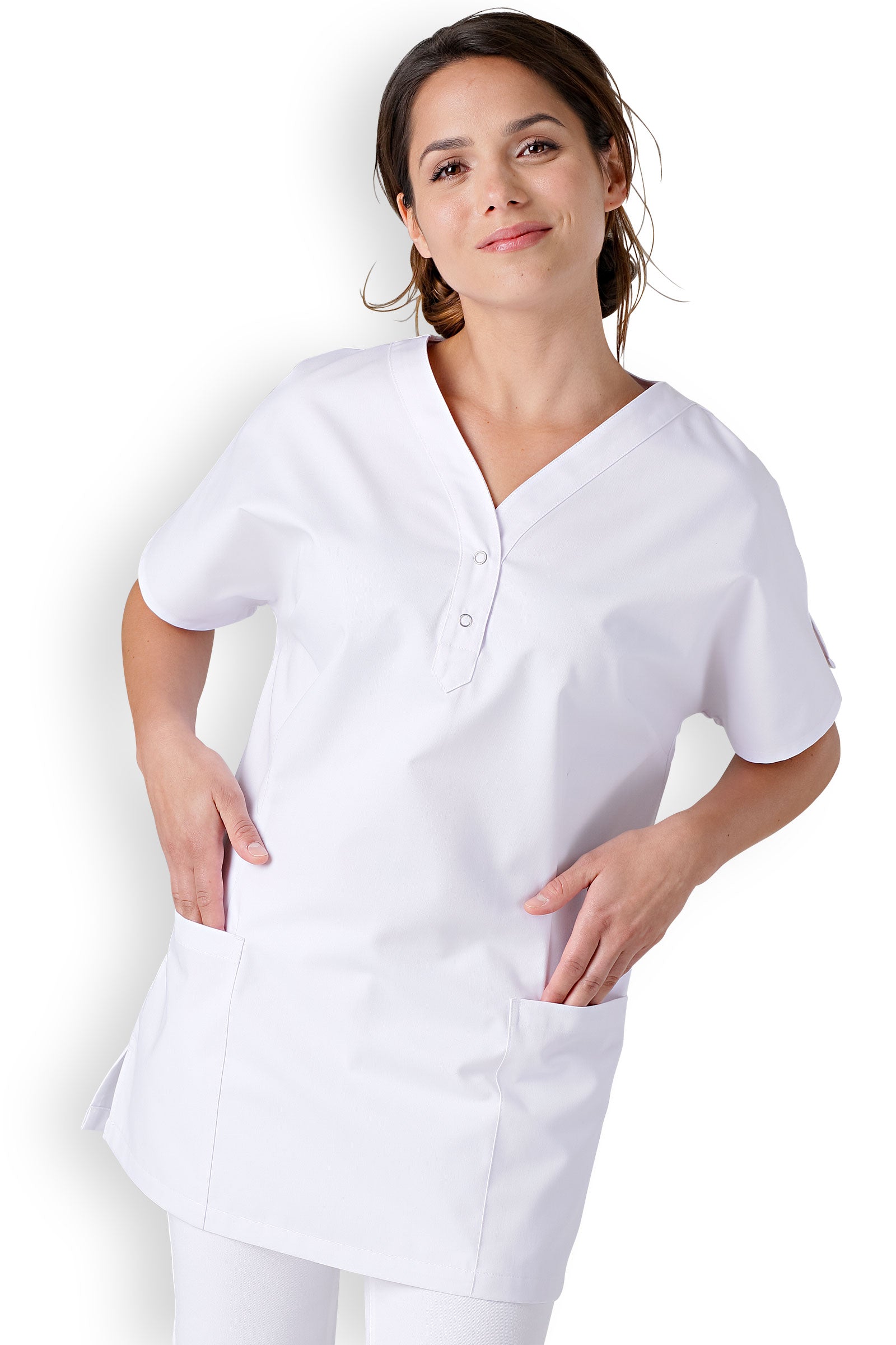 Tunique femme blanc col en V