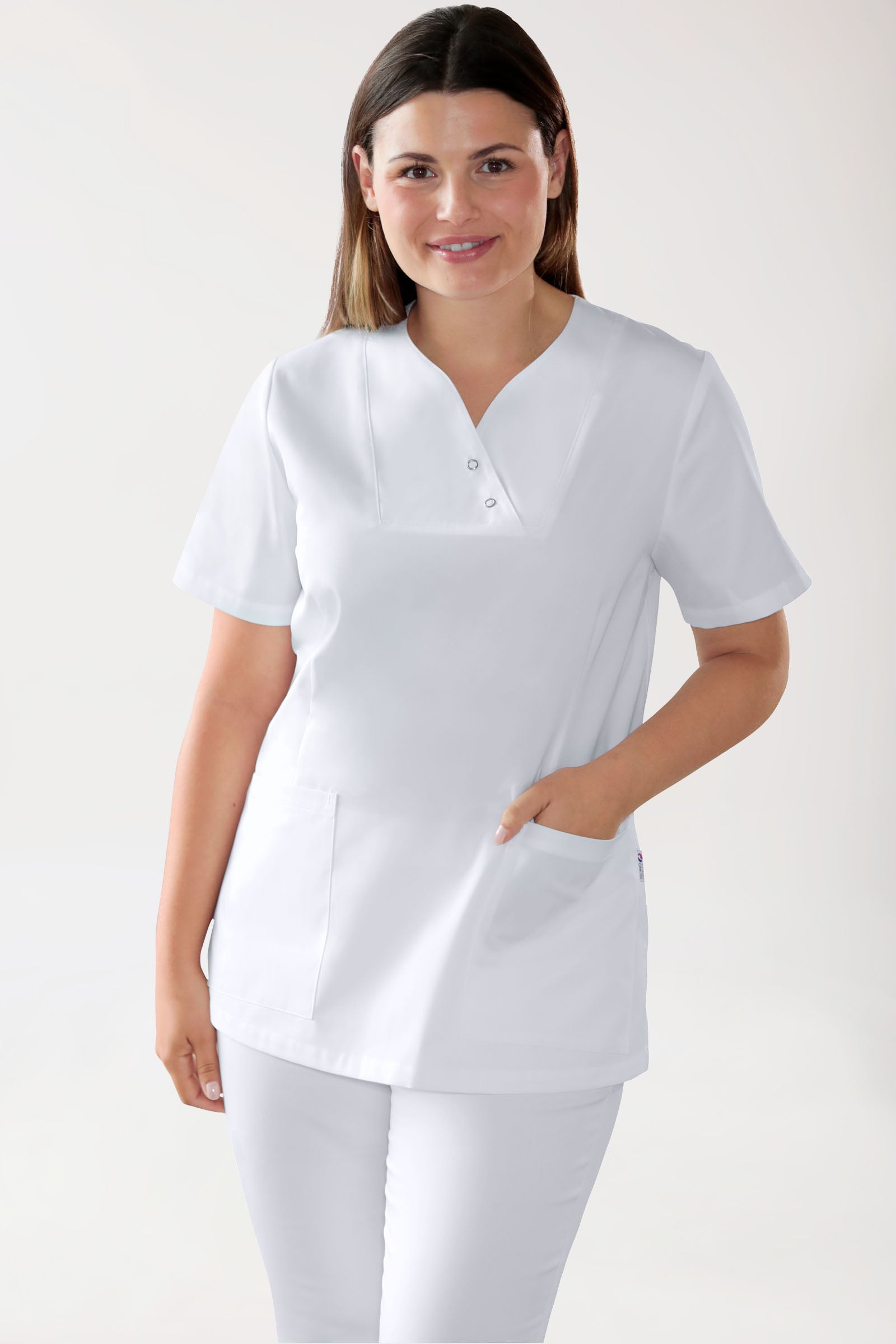 CORE Tunique Femme curved fit - Boutons-pression blanc, Vue de face