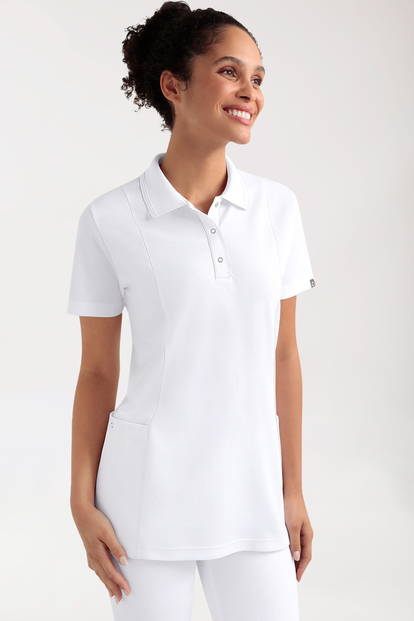 COMFY FLEX Tunique Stretch Femme - Col polo blanc