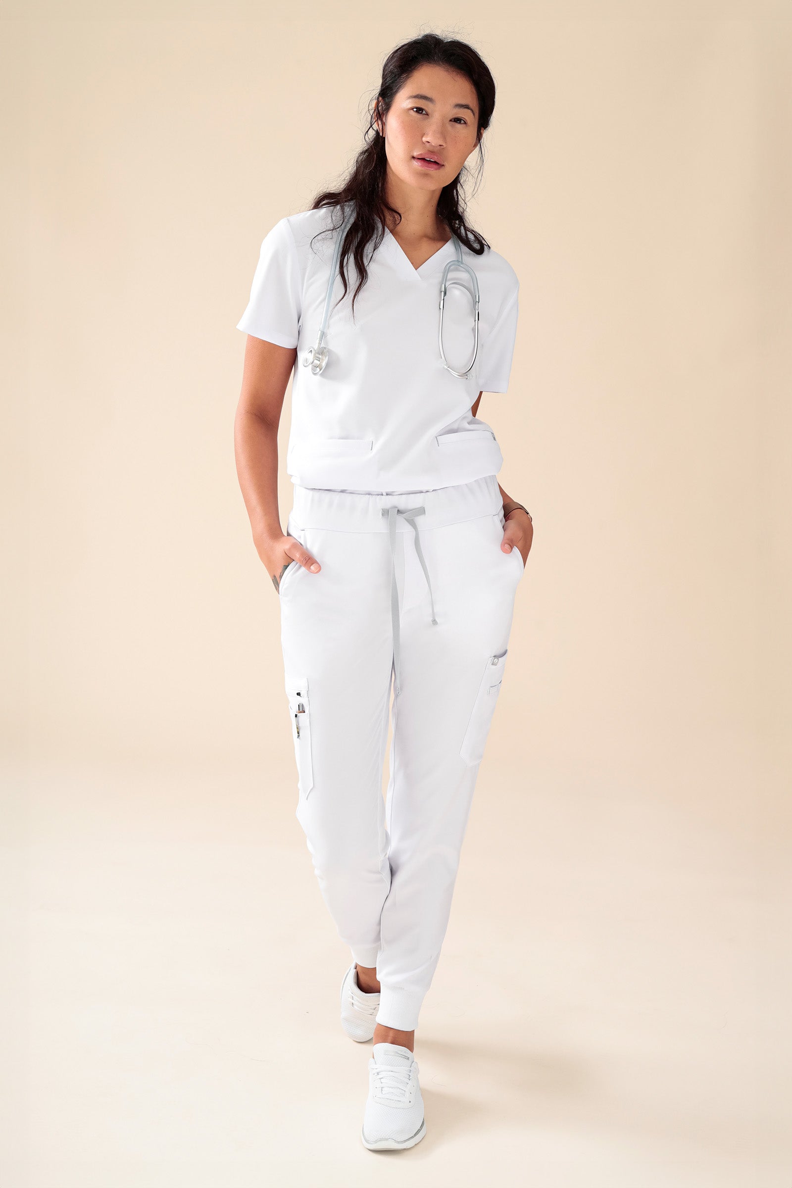 KAERE Tunique Femme - Lot de 3 - Décolleté V blanc