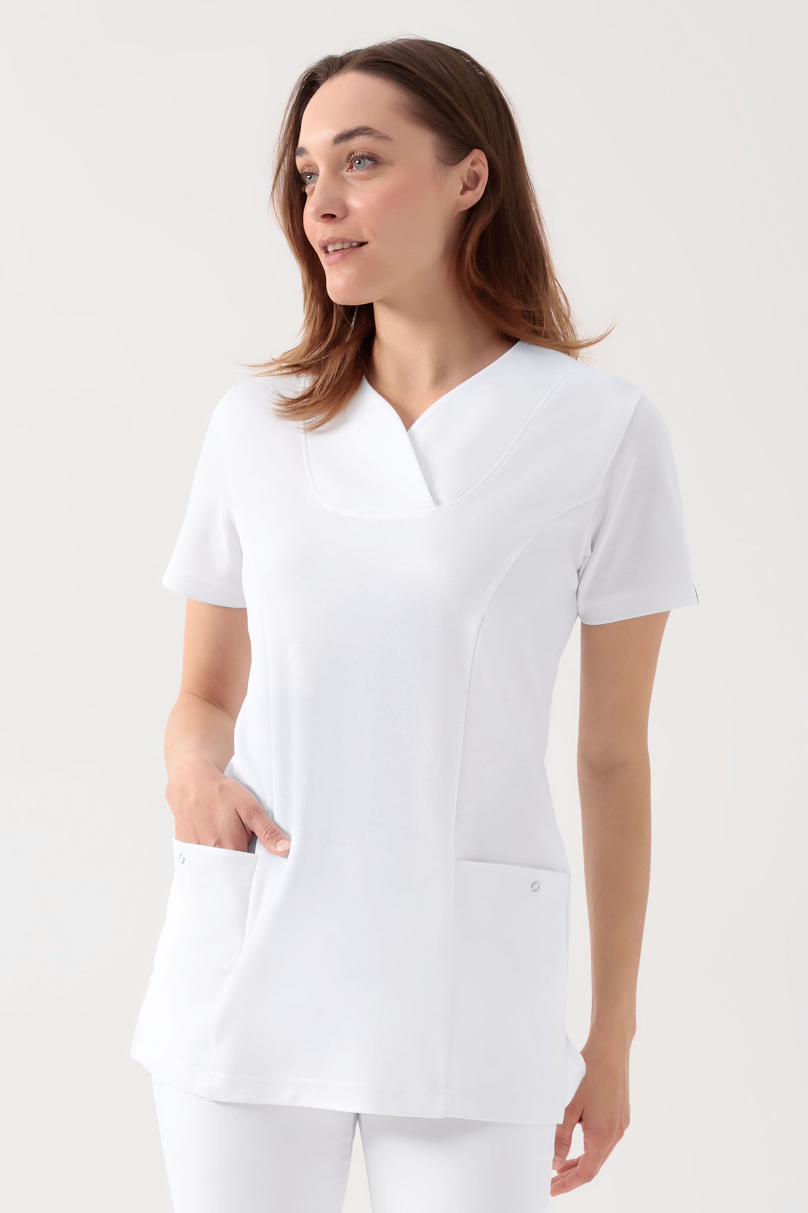 COMFY FLEX Tunique Stretch Femme - Décolleté Cœur blanc