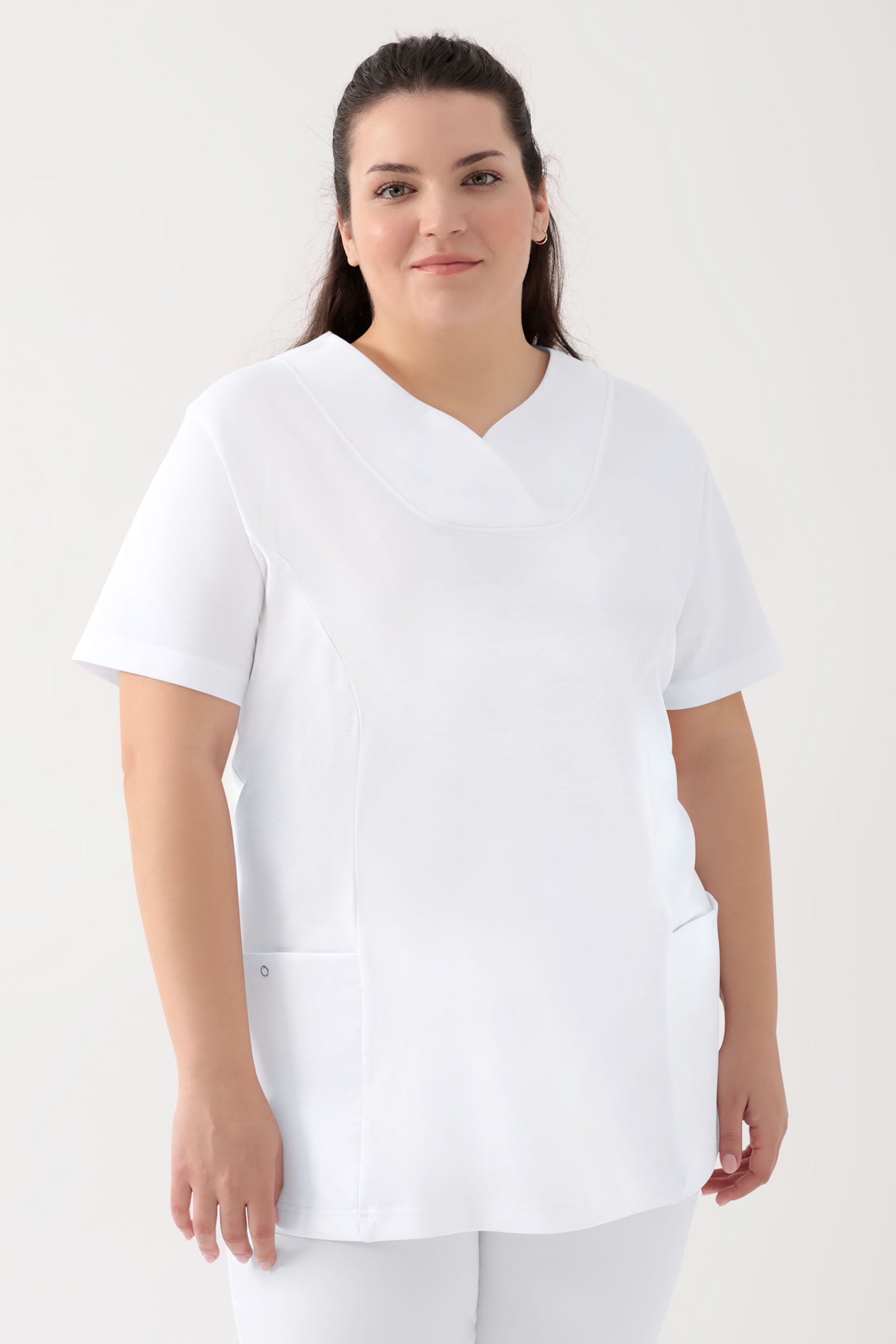 COMFY FLEX Tunique Stretch Femme - Décolleté Cœur blanc
