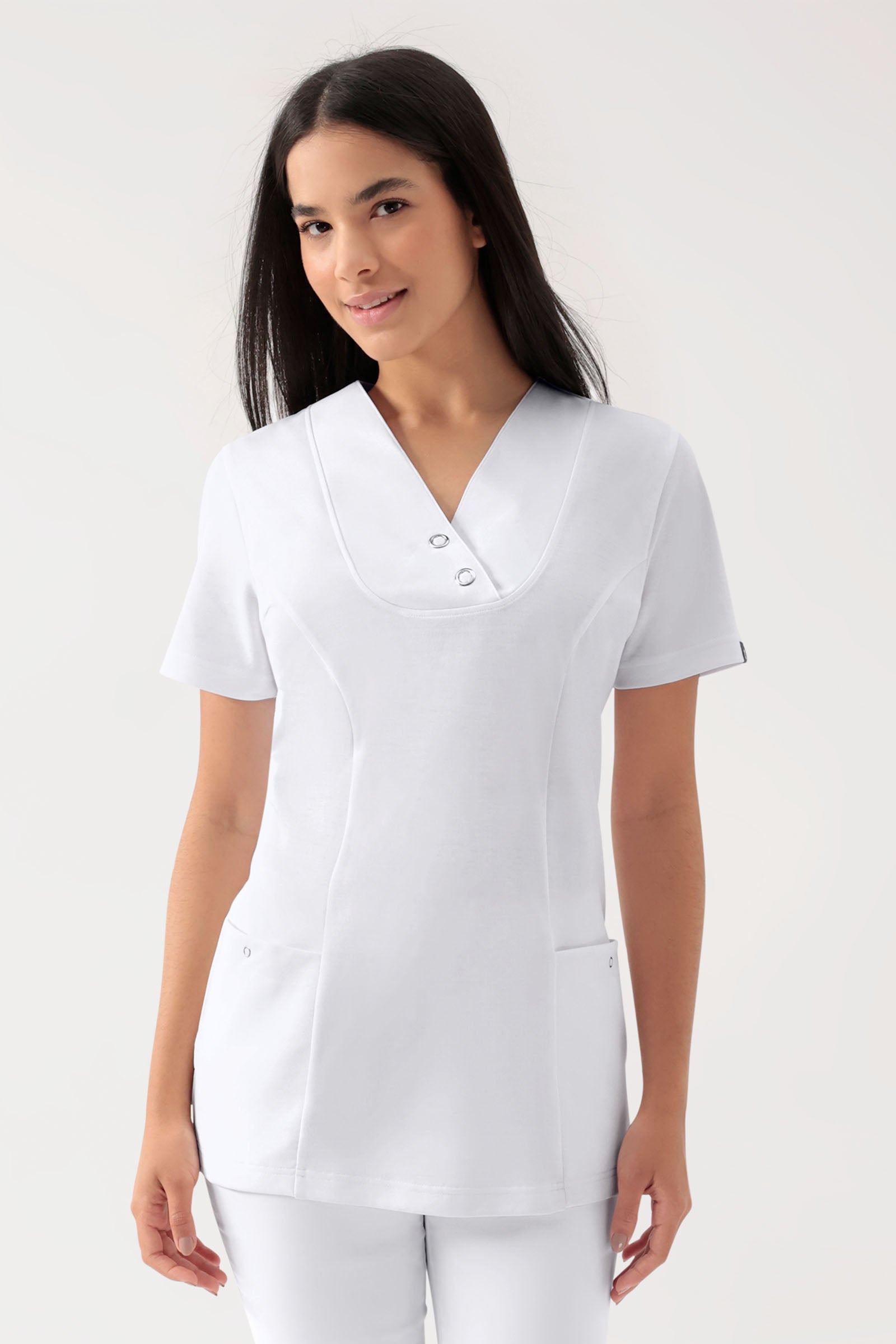 COMFY FLEX Tunique Stretch Femme - Boutons-pression blanc