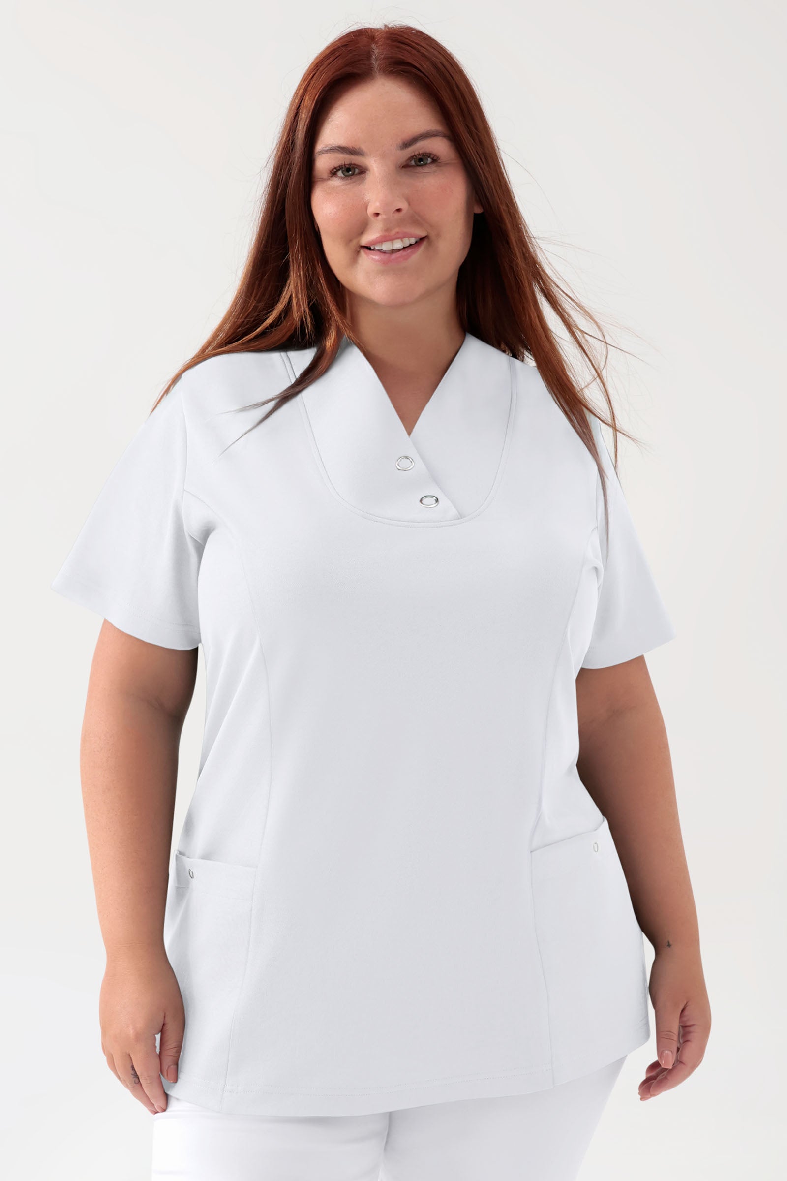 COMFY FLEX Tunique Stretch Femme - Boutons-pression blanc