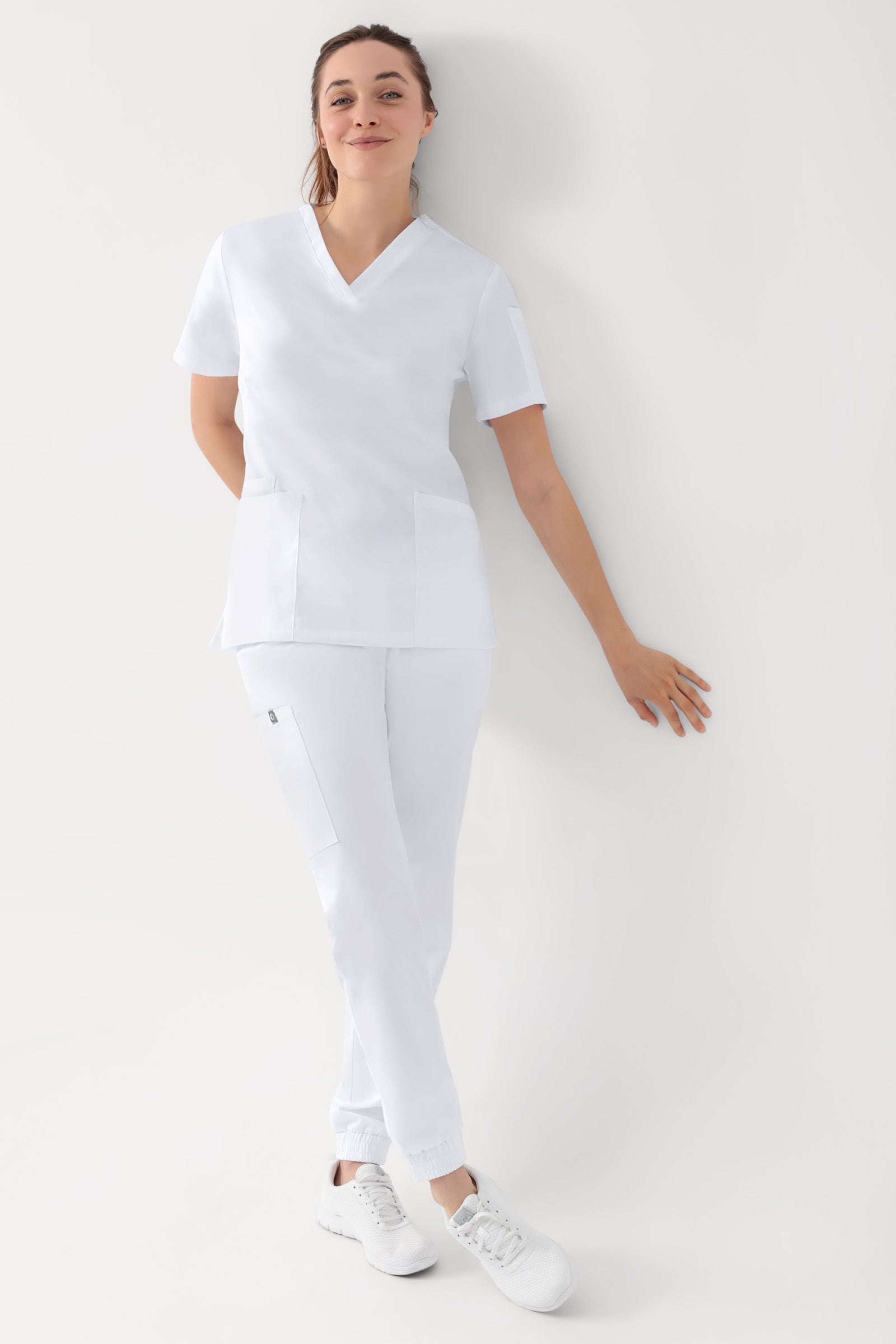 GREEN Tunique Stretch Femme - Décolleté V blanc