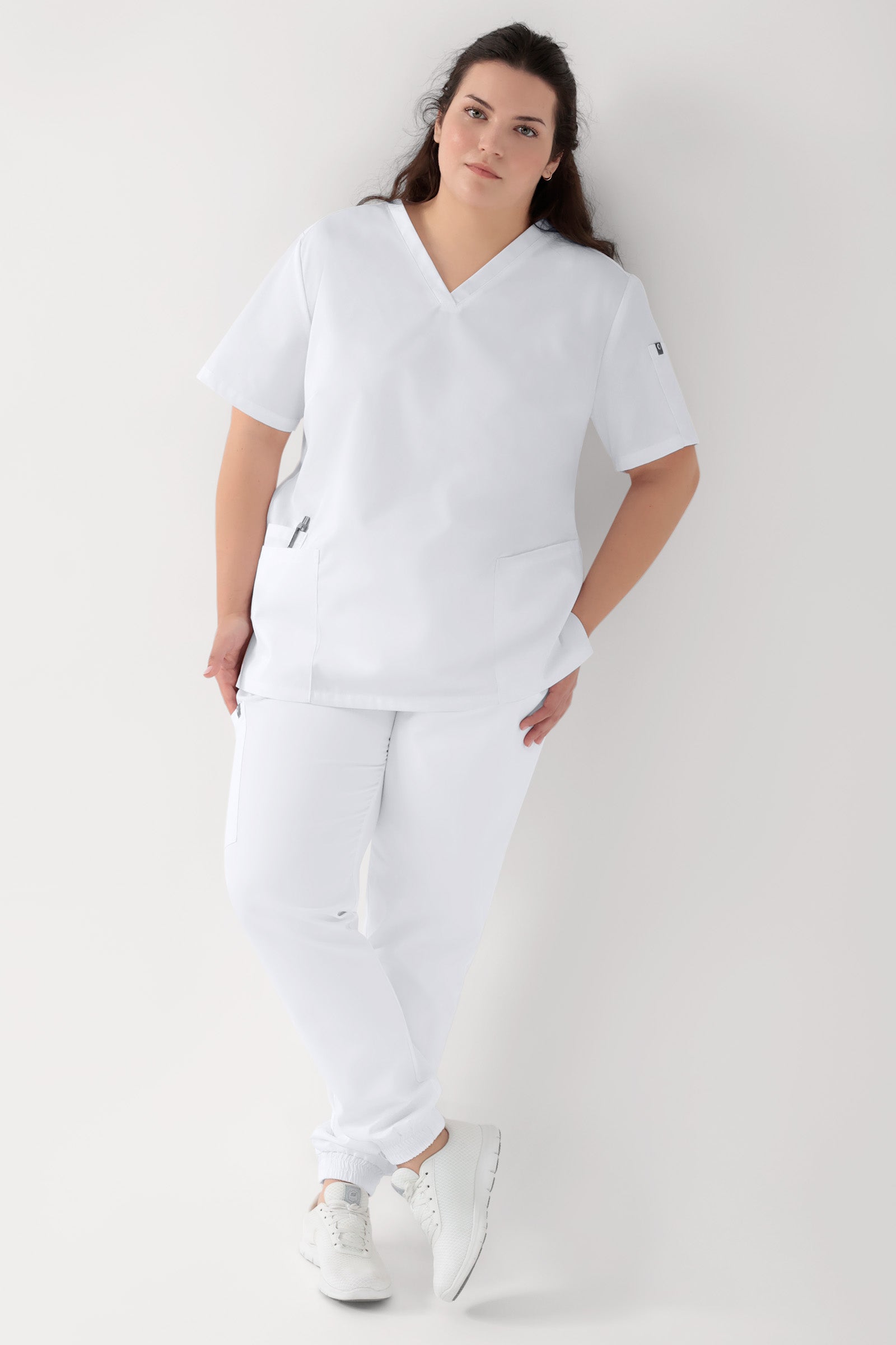 GREEN Tunique Stretch Femme - Décolleté V blanc