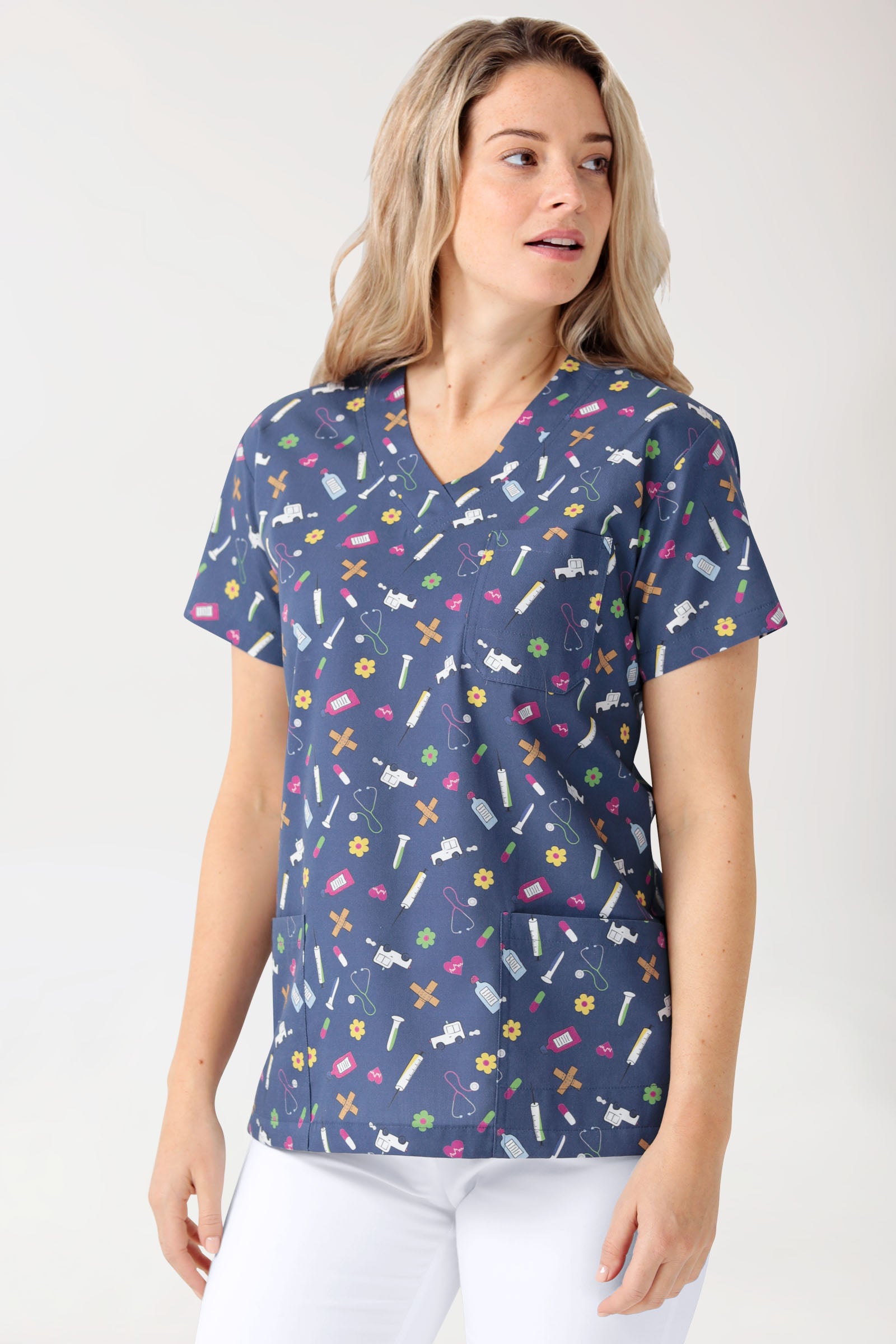 Tunique Femme légère - Imprimée en allover bleu navy/multicolore