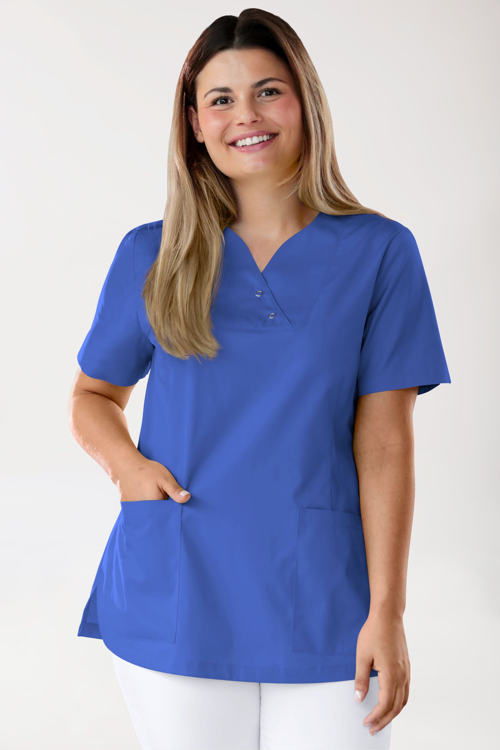 CORE Tunique Femme curved fit - Boutons-pression bleu roi, Vue de face