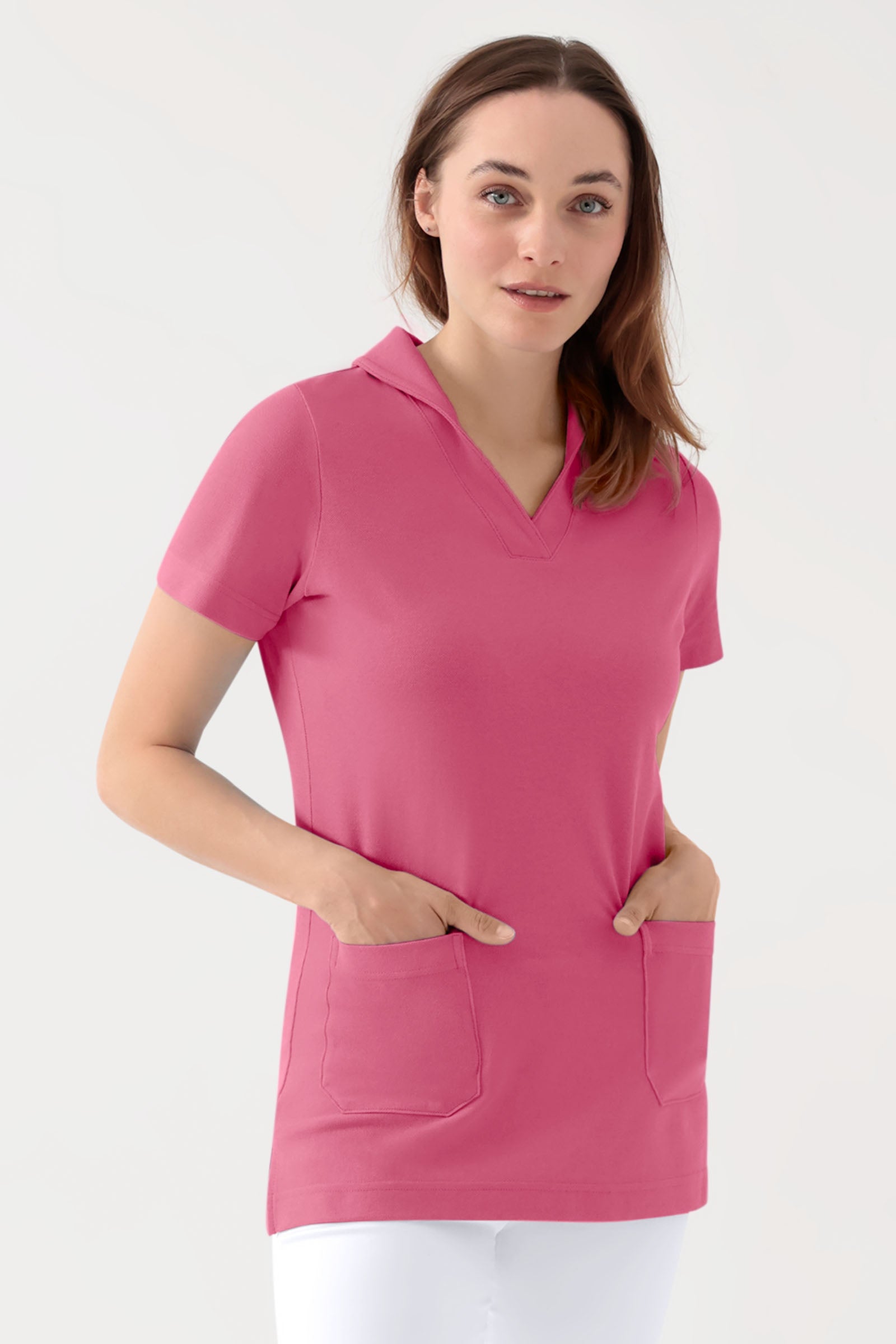 COMFY FLEX Tunique Stretch Femme - col châle bois de rose