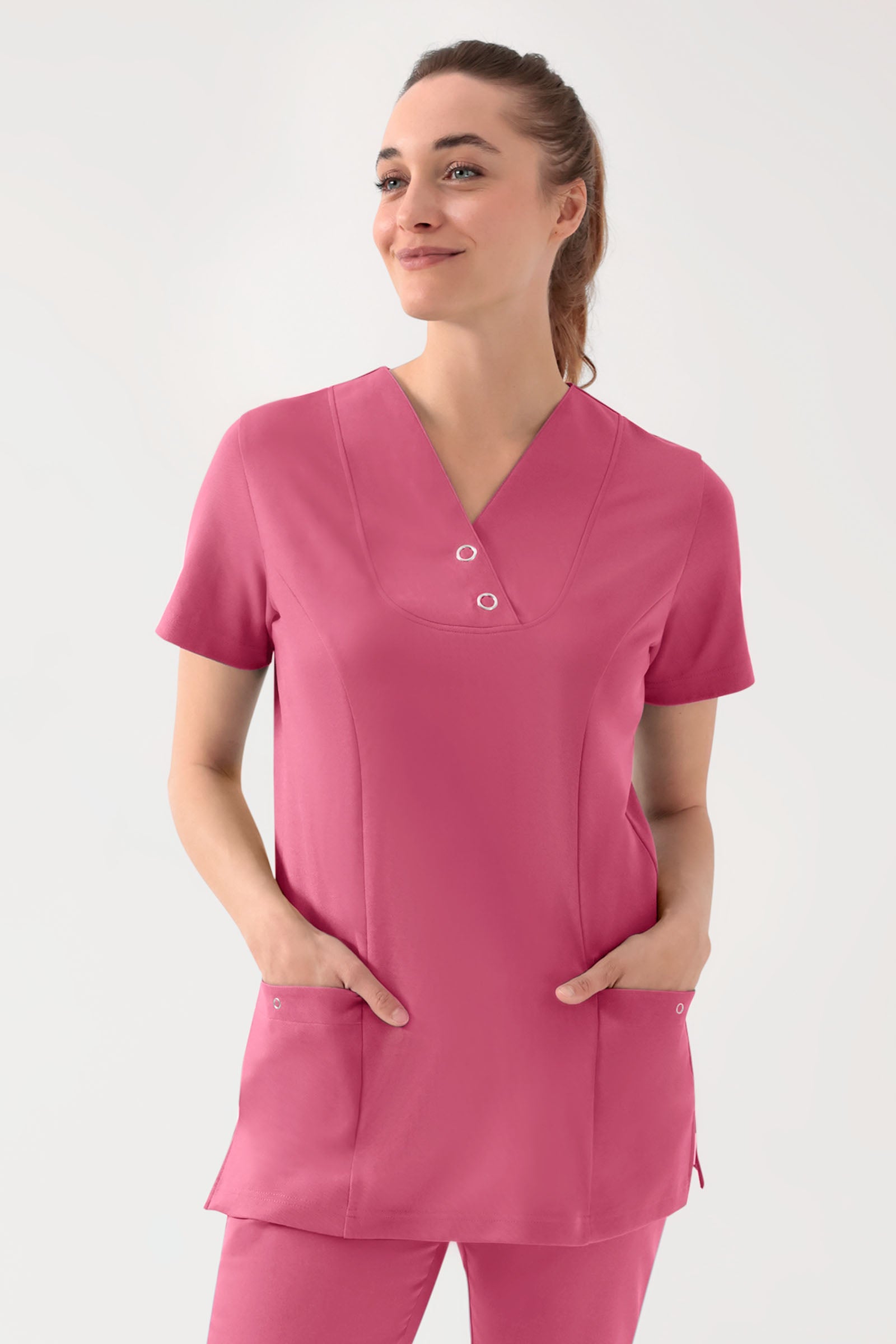 COMFY FLEX Tunique Stretch Femme - Boutons-pression bois de rose