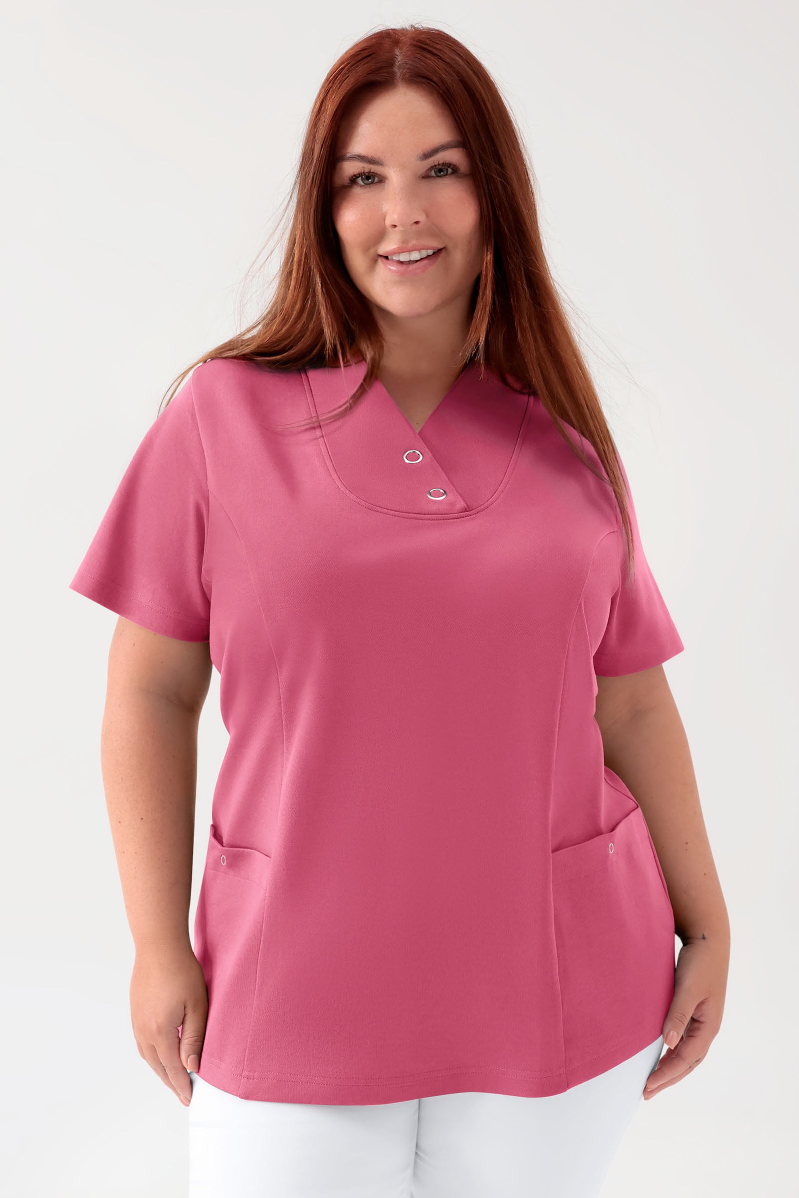 COMFY FLEX Tunique Stretch Femme - Boutons-pression bois de rose