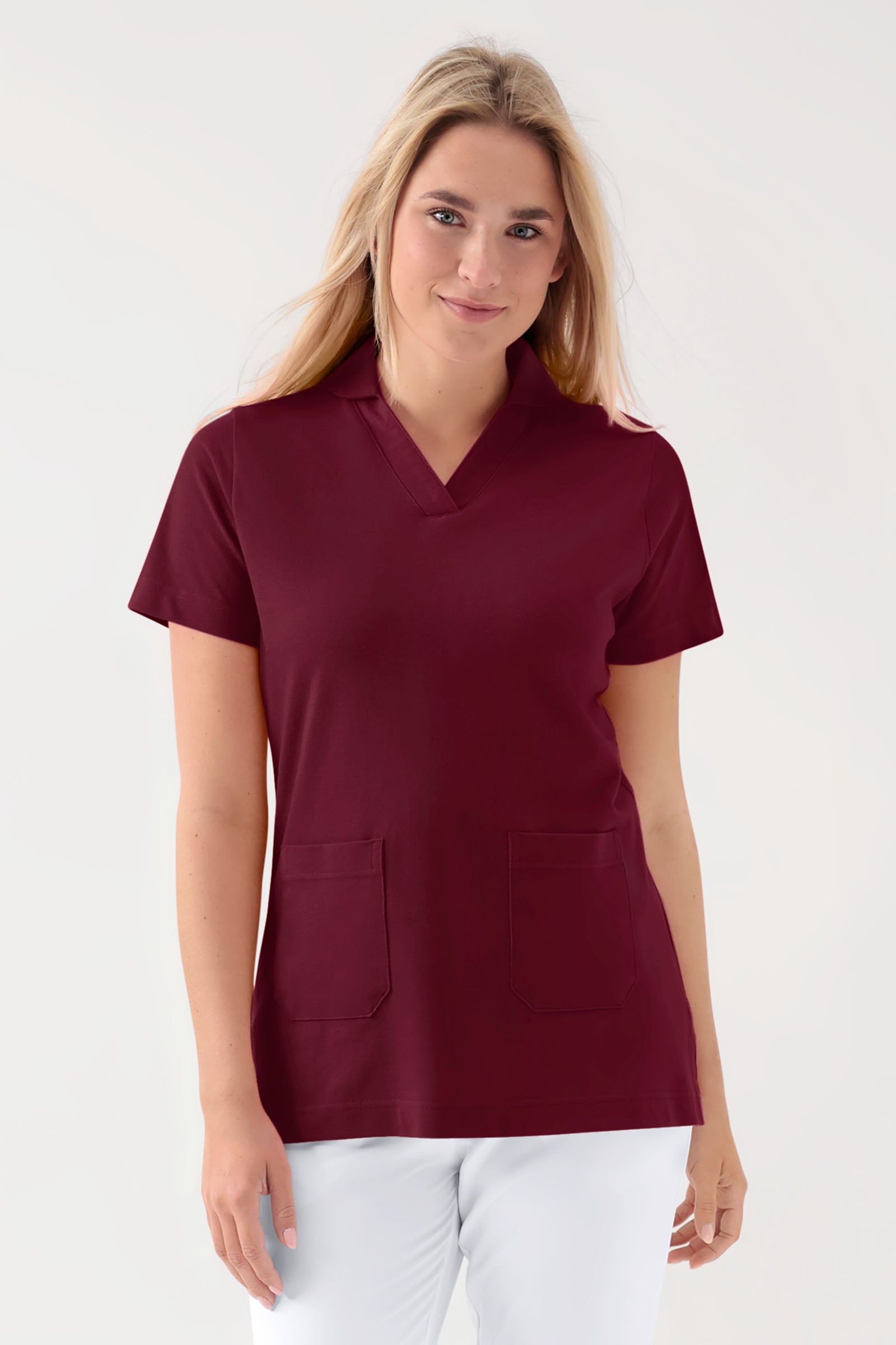 COMFY FLEX Tunique Stretch Femme - col châle bordeaux