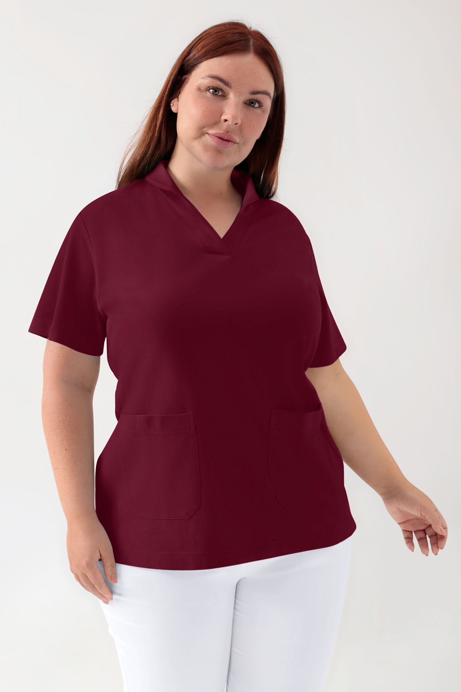 COMFY FLEX Tunique Stretch Femme - col châle bordeaux