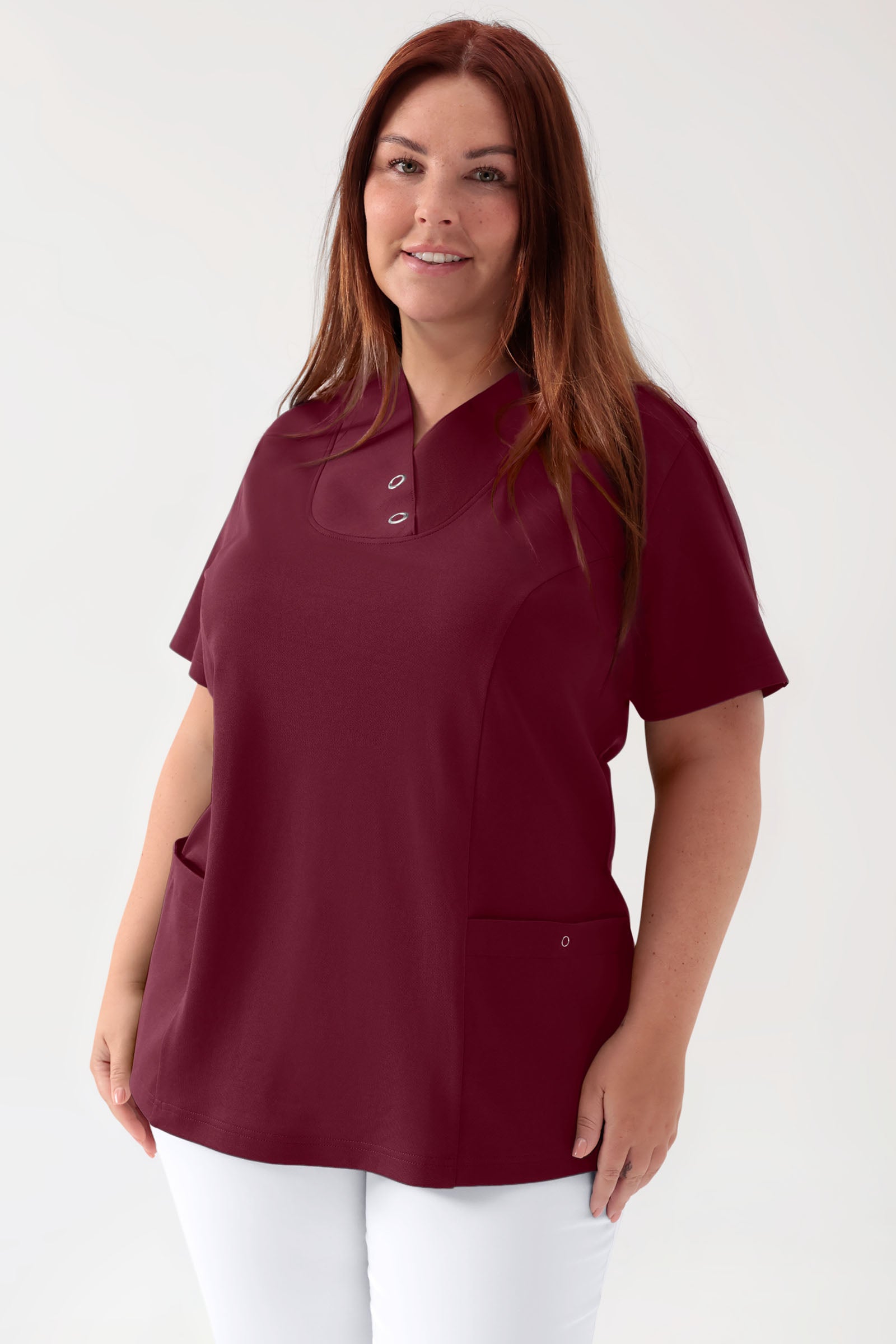 COMFY FLEX Tunique Stretch Femme - Boutons-pression bordeaux