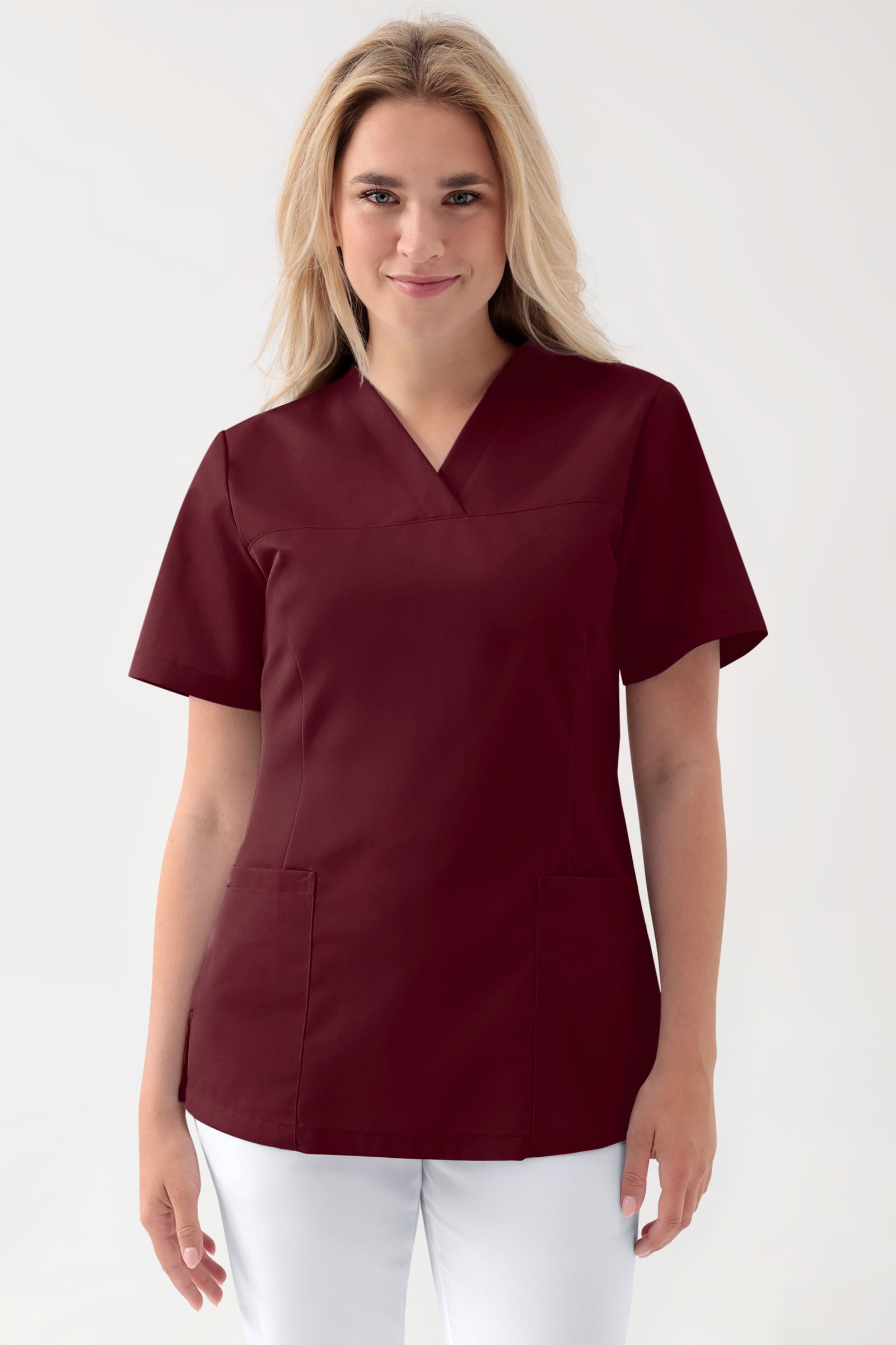 Tunique Stretch Femme - Décolleté V bordeaux, Vue de face